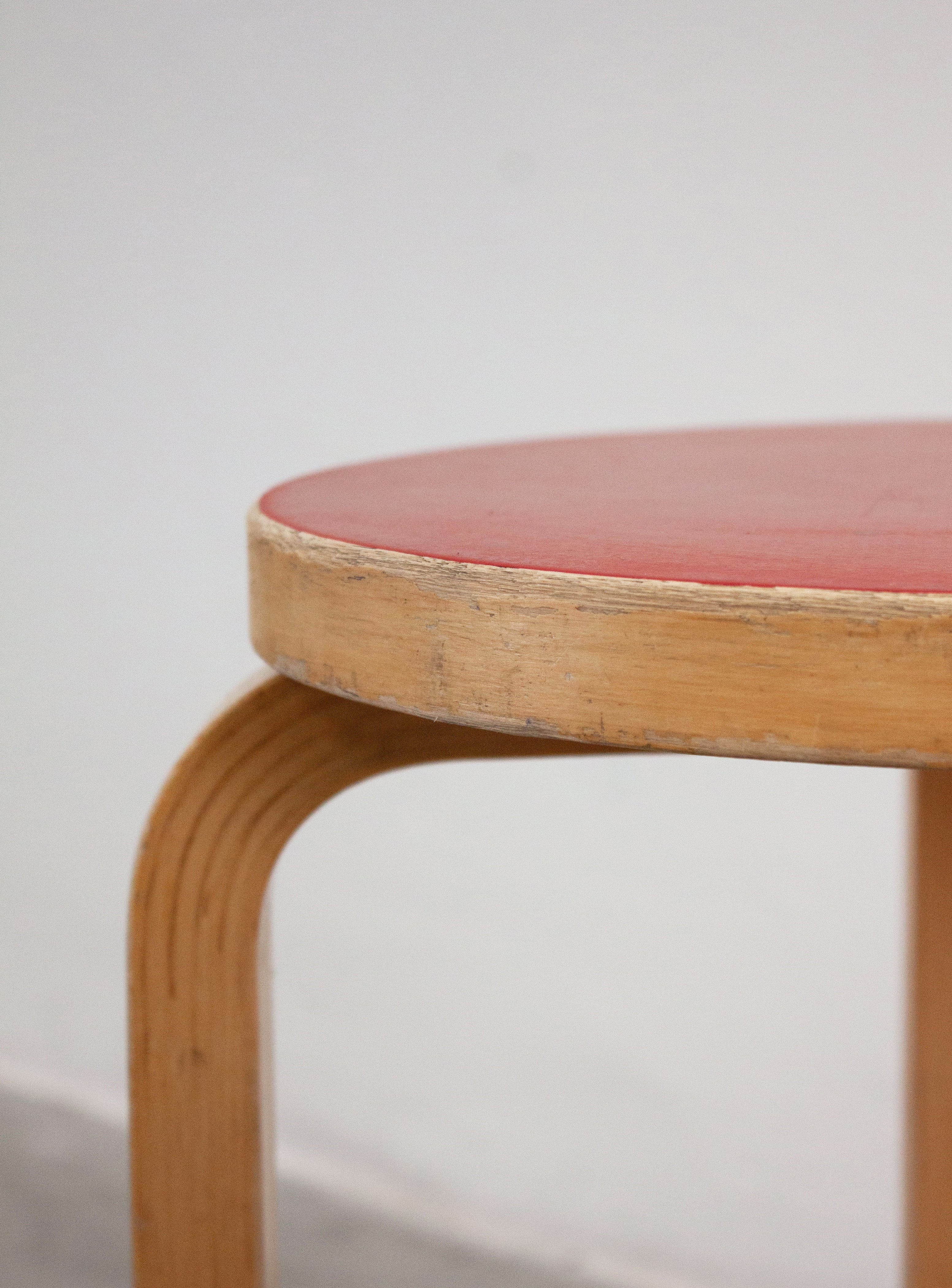 Artek Model E60 Stool by Alvar Aalto (Red) - Image 13