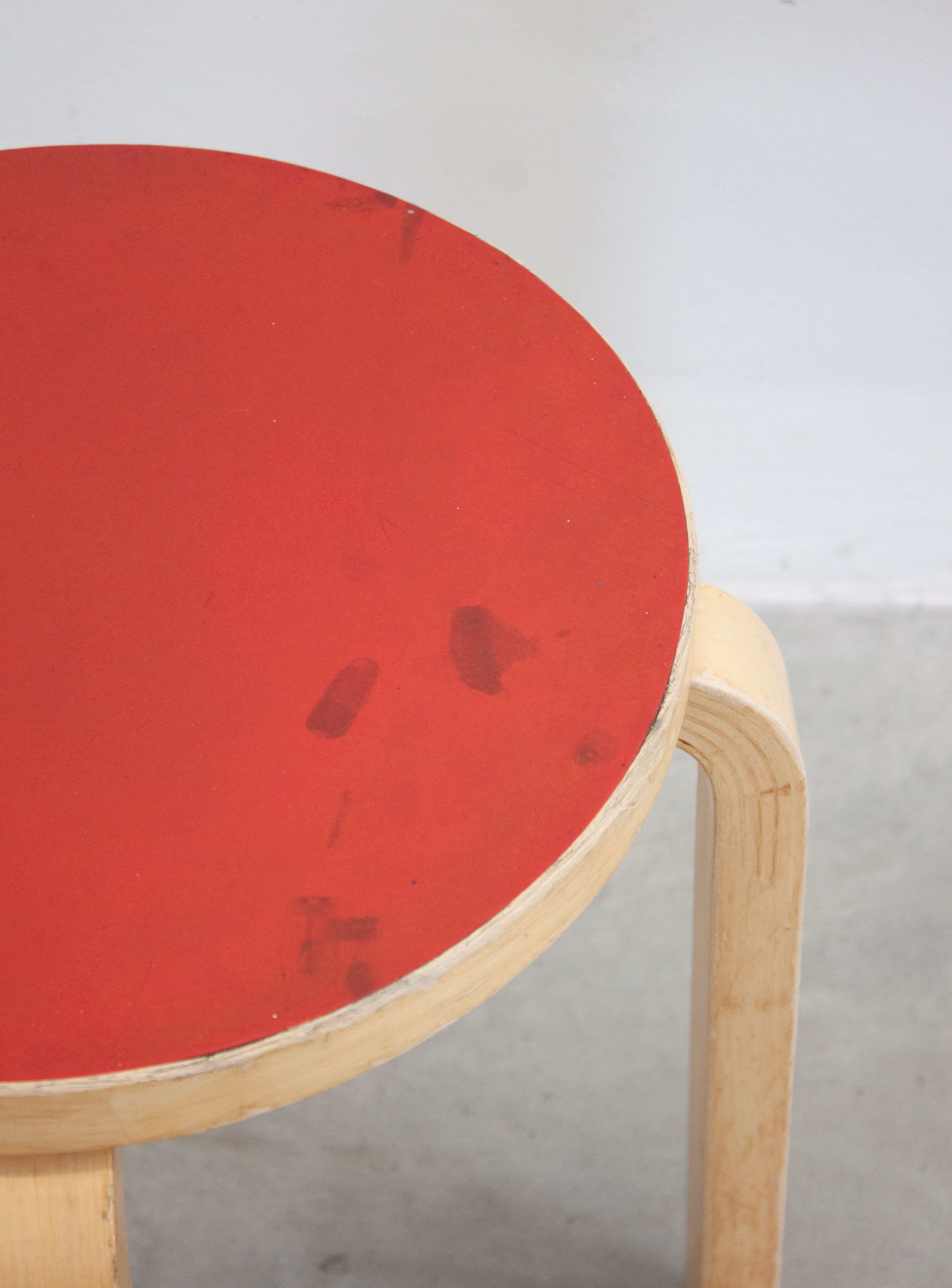 Artek Model E60 Stool by Alvar Aalto (Red) - Image 16