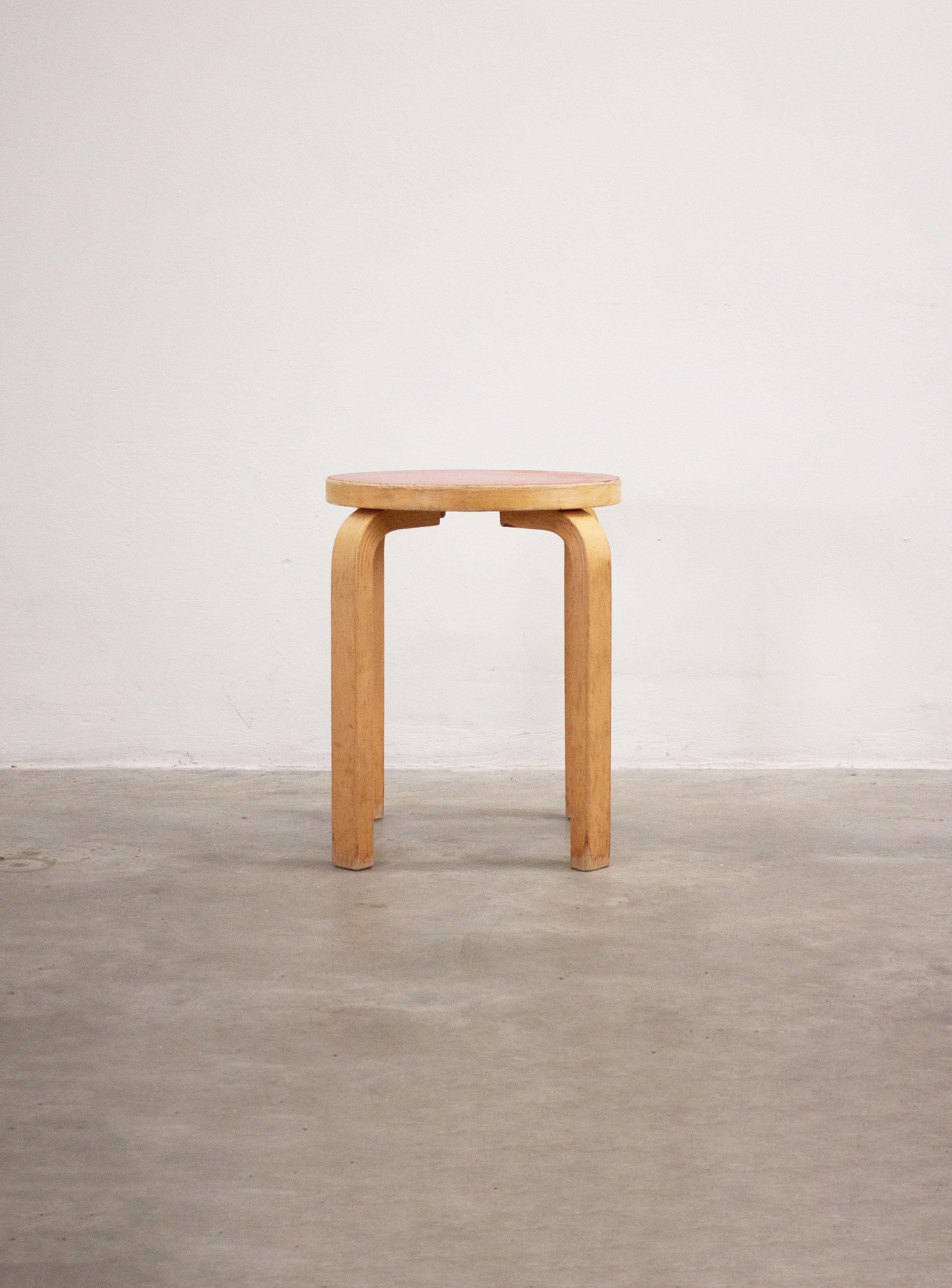 Artek Model E60 Stool by Alvar Aalto (Red) - Image 4