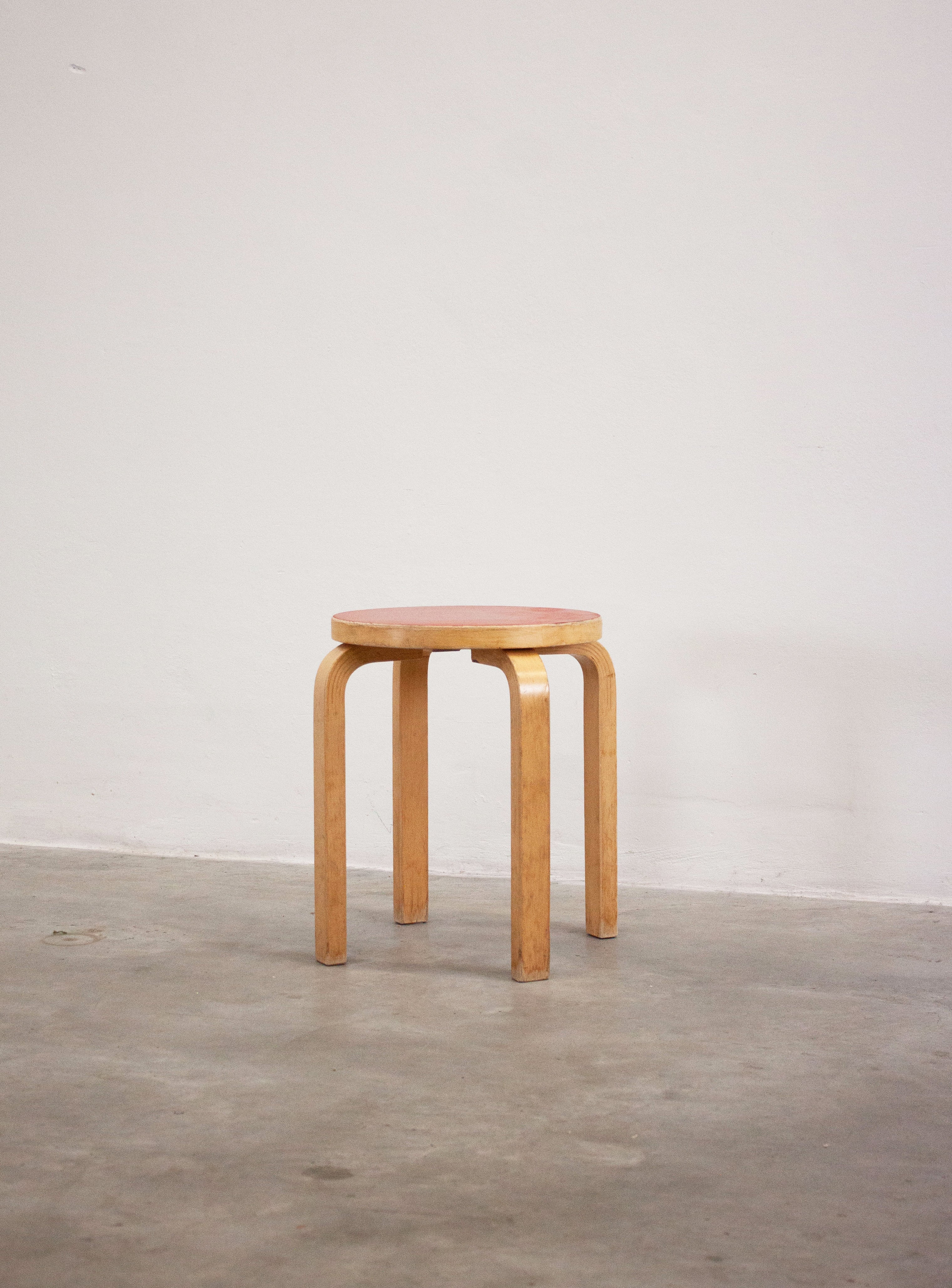 Artek Model E60 Stool by Alvar Aalto (Red) - Image 6