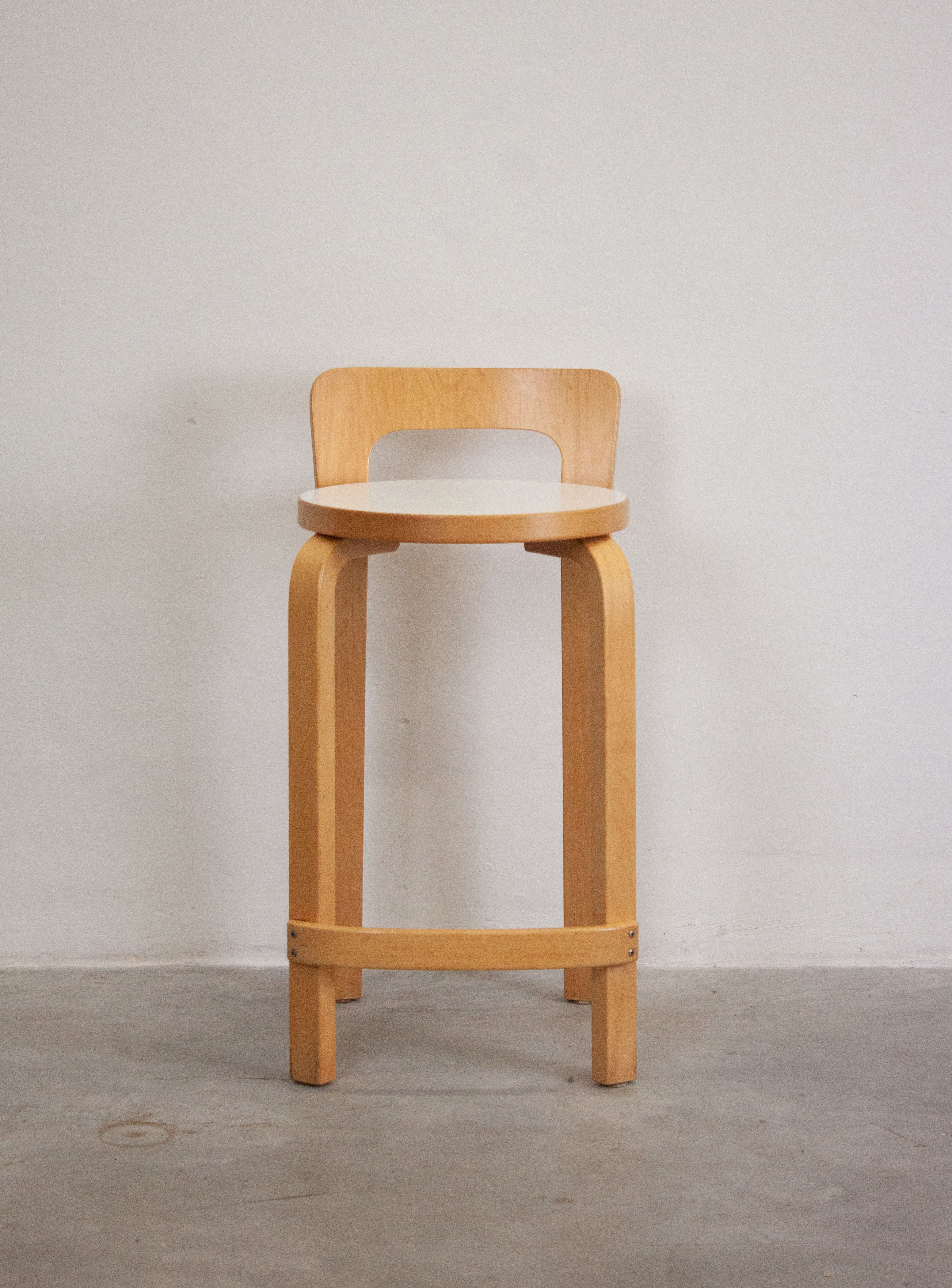 Artek Model K65 Bar Stool by Alvar Aalto (White) - Image 10