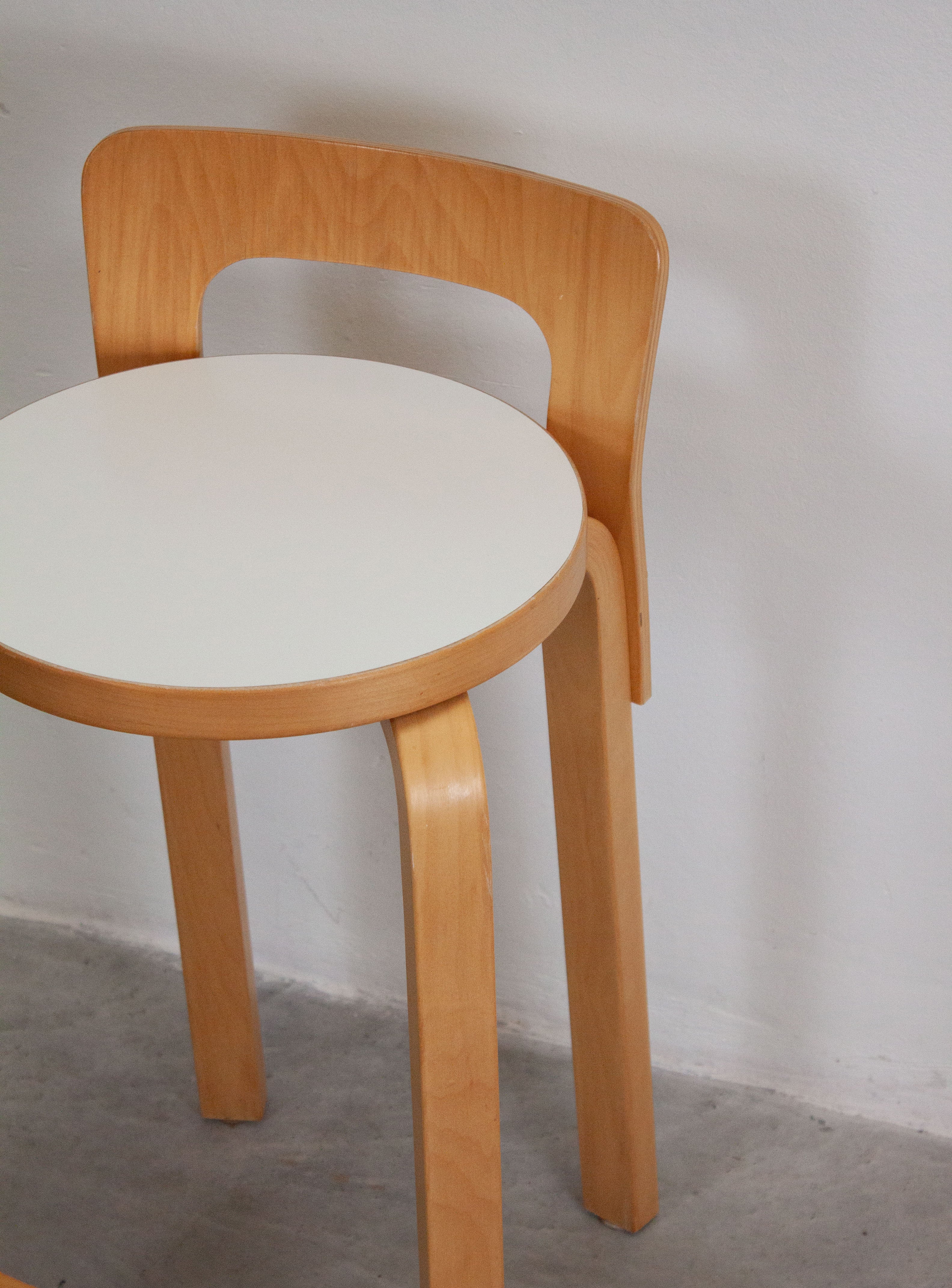 Artek Model K65 Bar Stool by Alvar Aalto (White) - Image 11