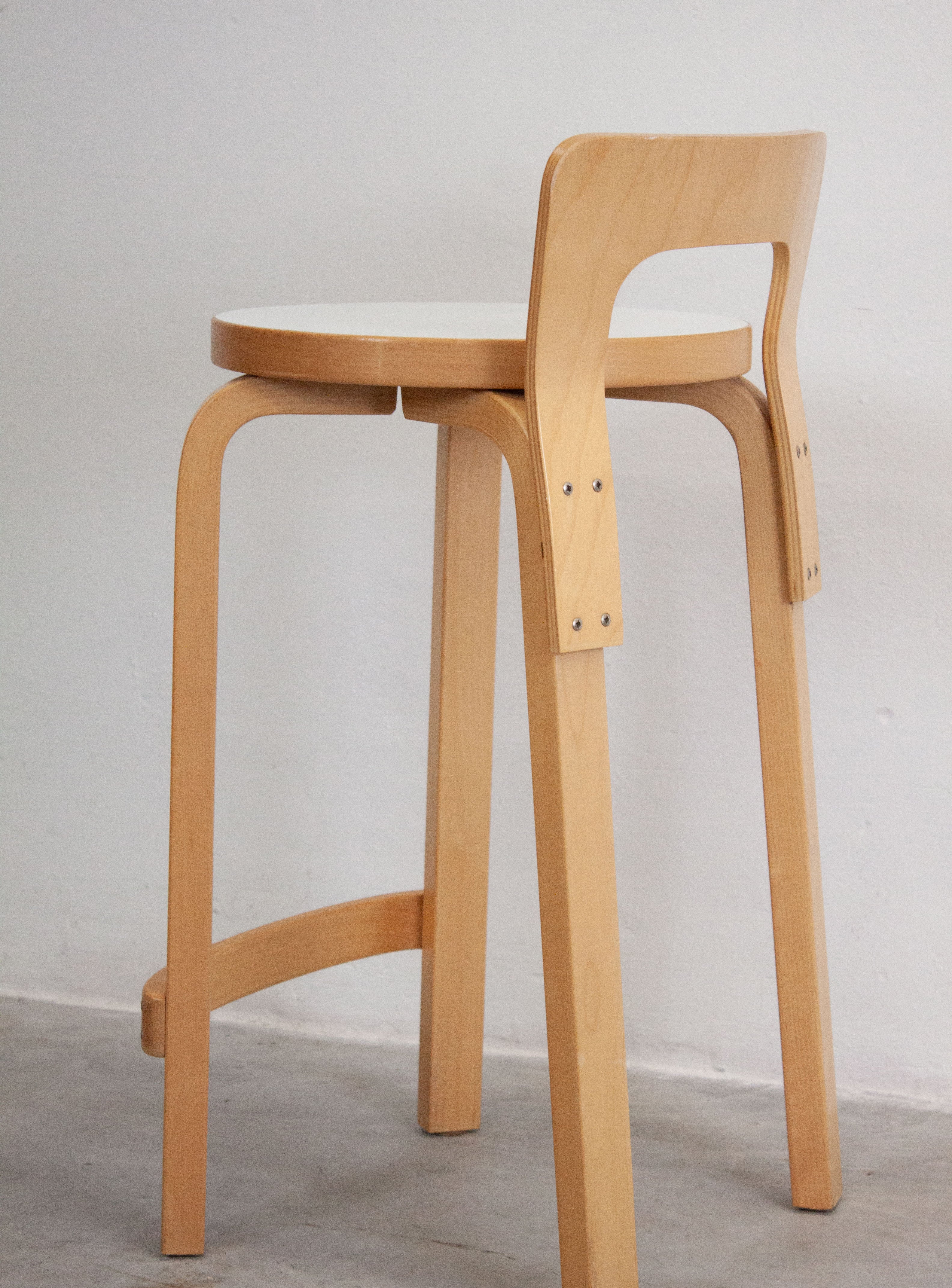 Artek Model K65 Bar Stool by Alvar Aalto (White) - Image 20