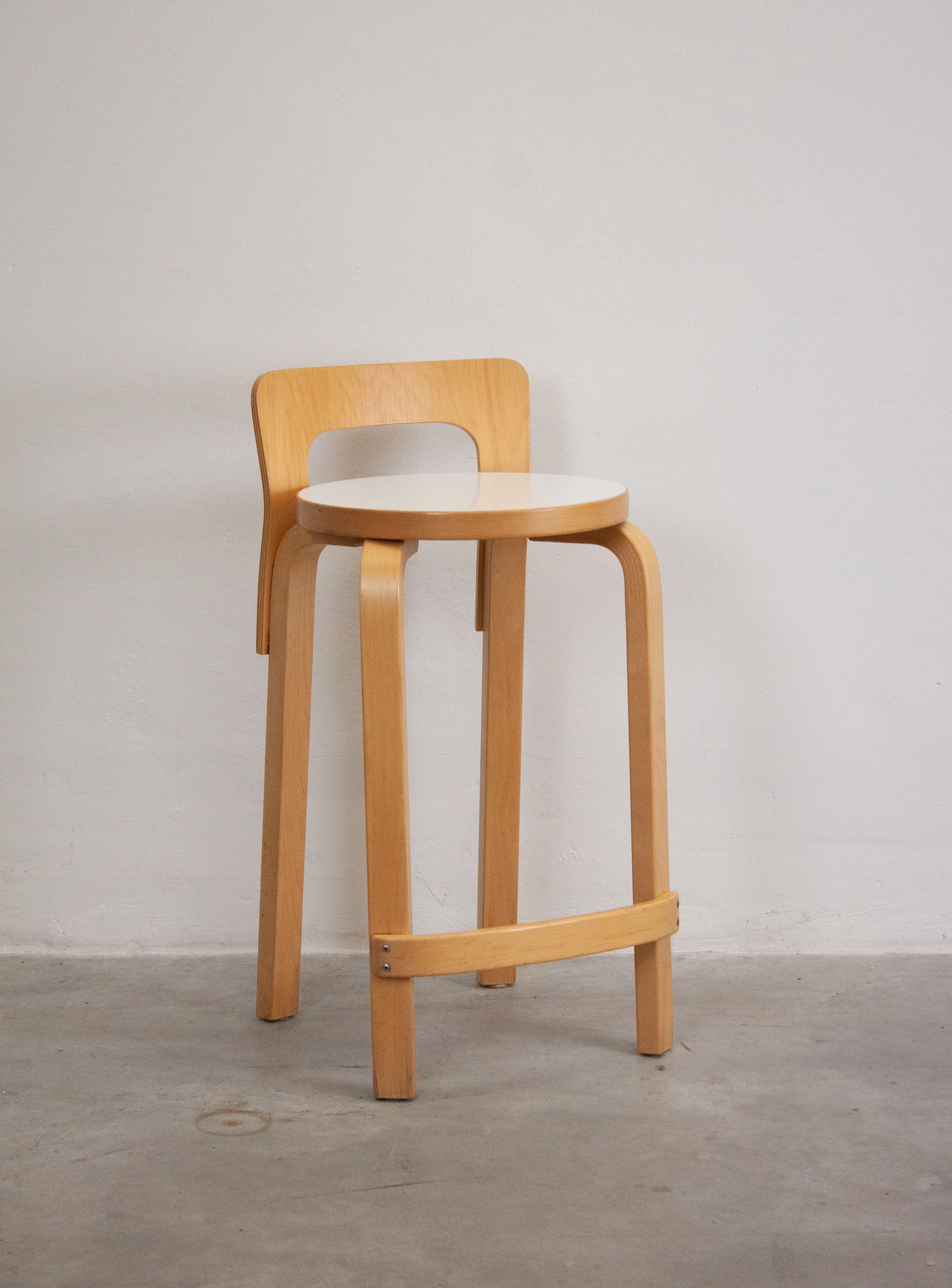 Artek Model K65 Bar Stool by Alvar Aalto (White) - Image 21