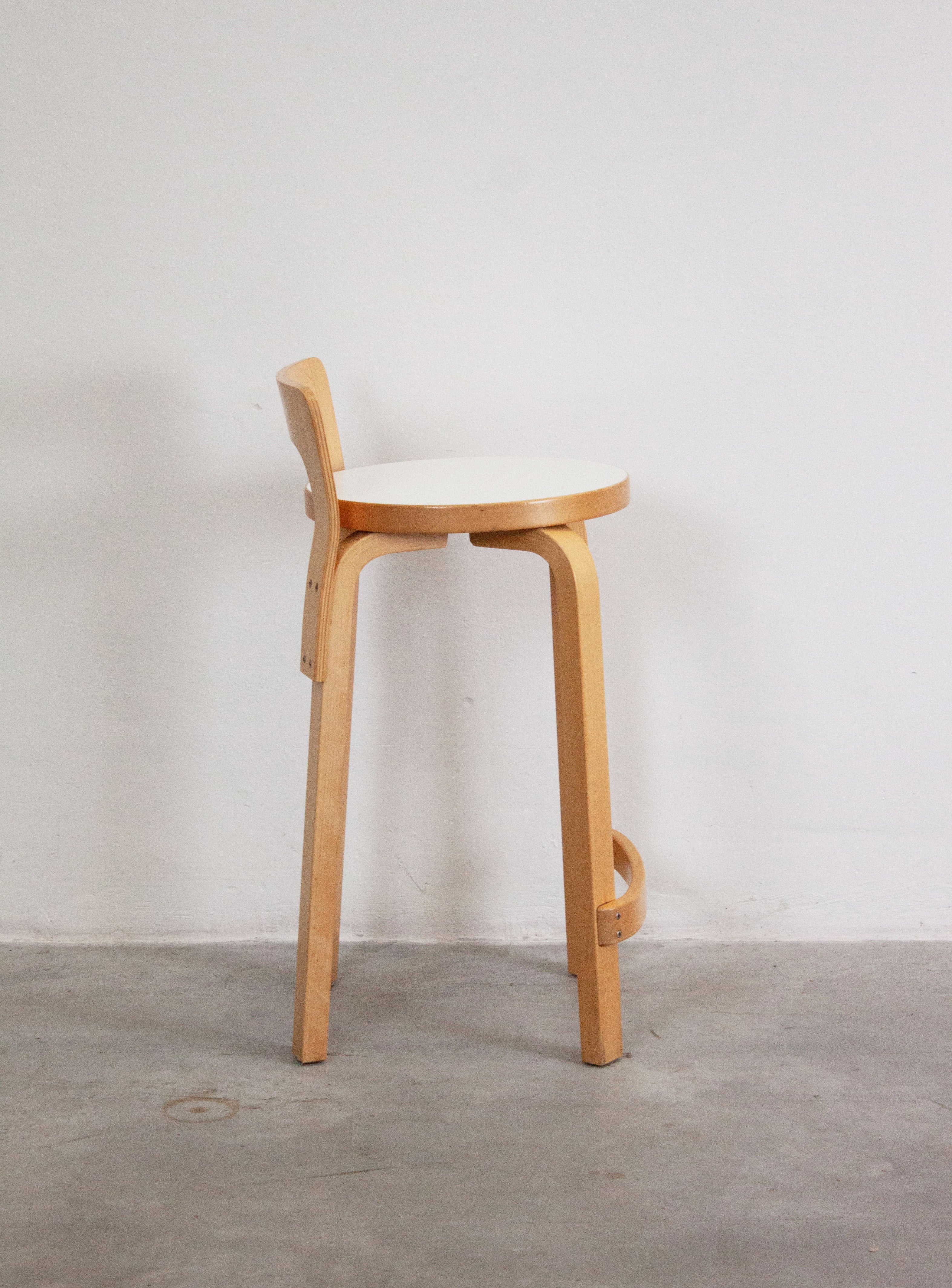 Artek Model K65 Bar Stool by Alvar Aalto (White) - Image 23