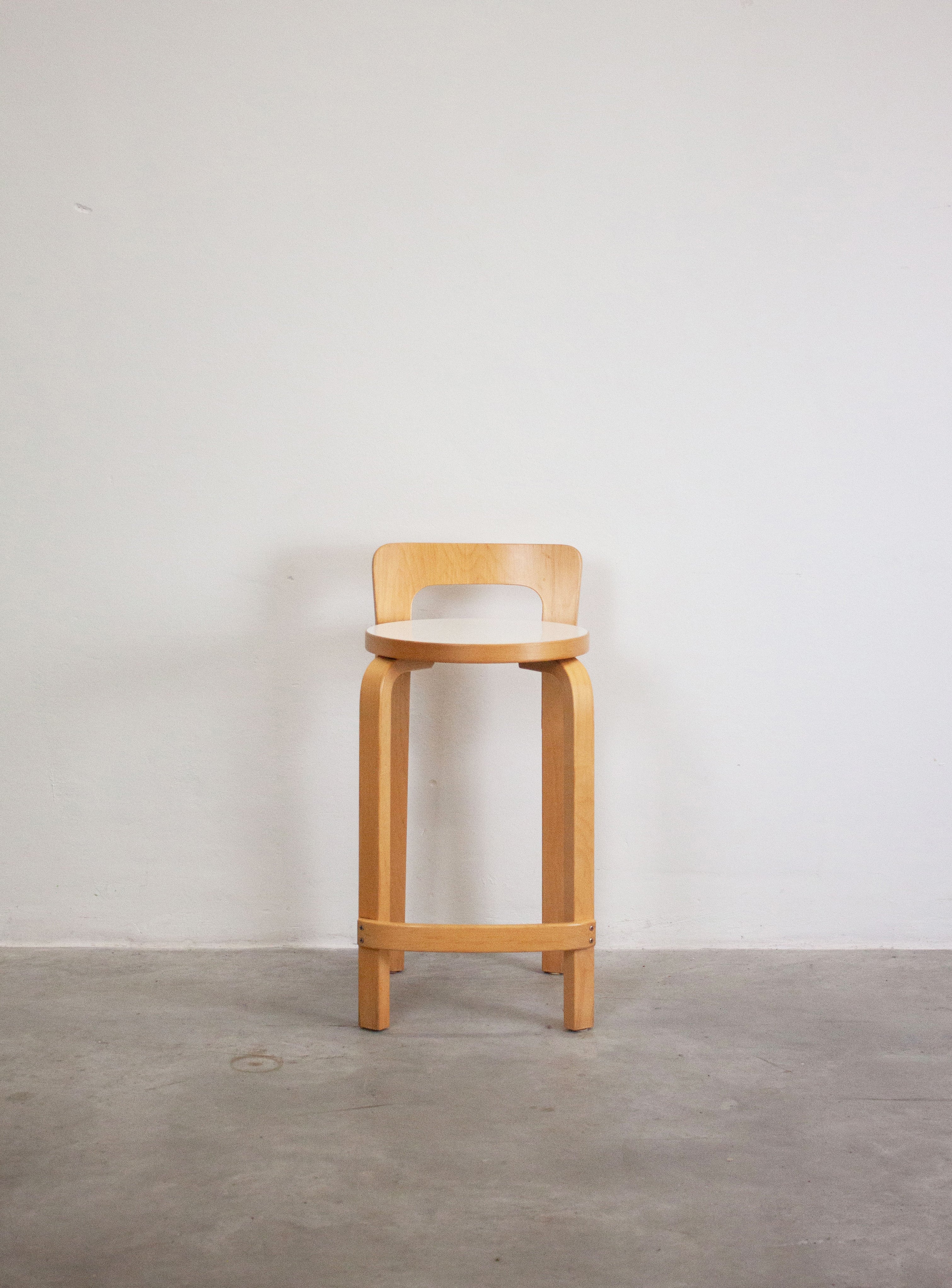 Artek Model K65 Bar Stool by Alvar Aalto (White) - Image 3