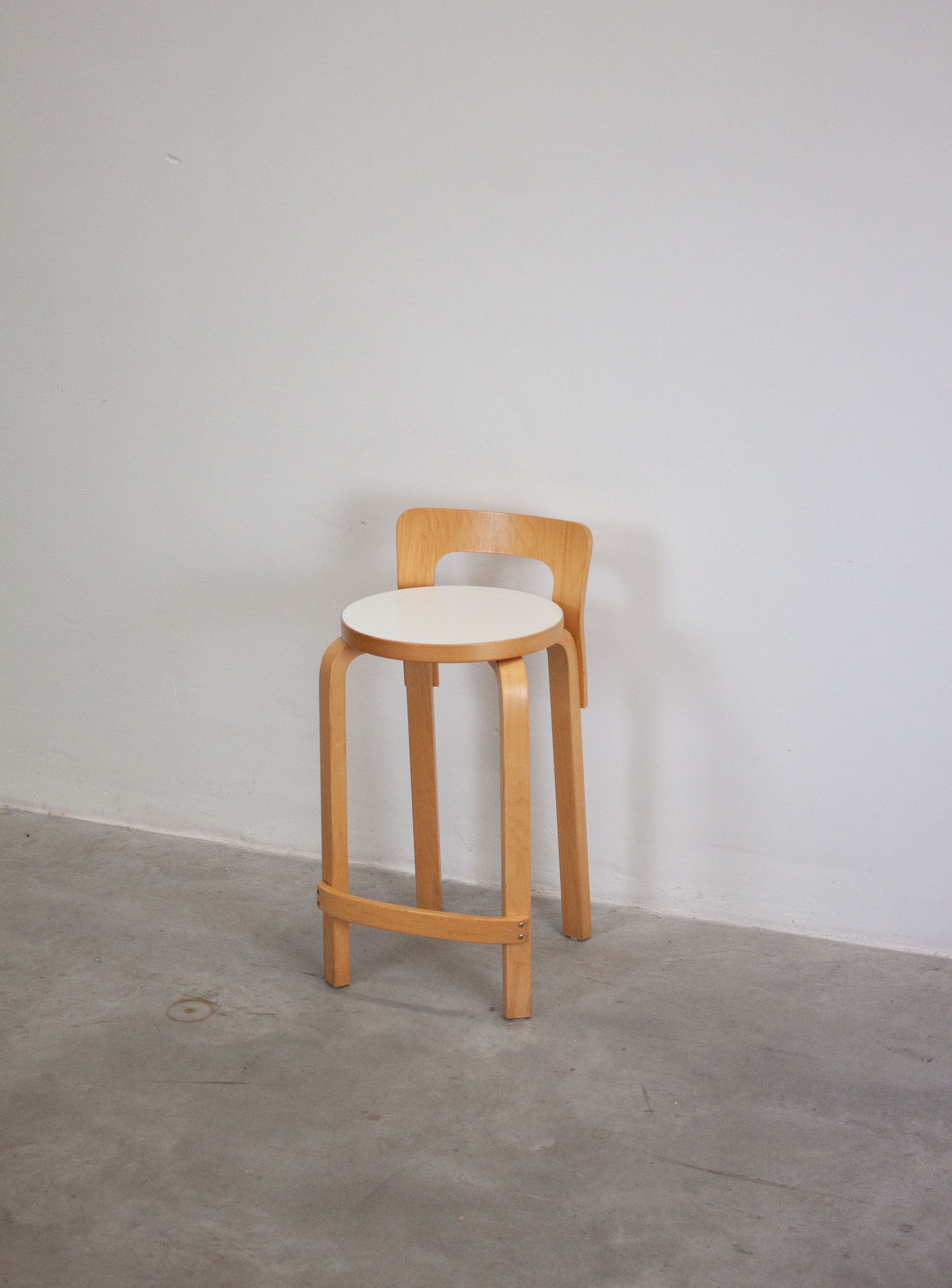Artek Model K65 Bar Stool by Alvar Aalto (White) - Image 4