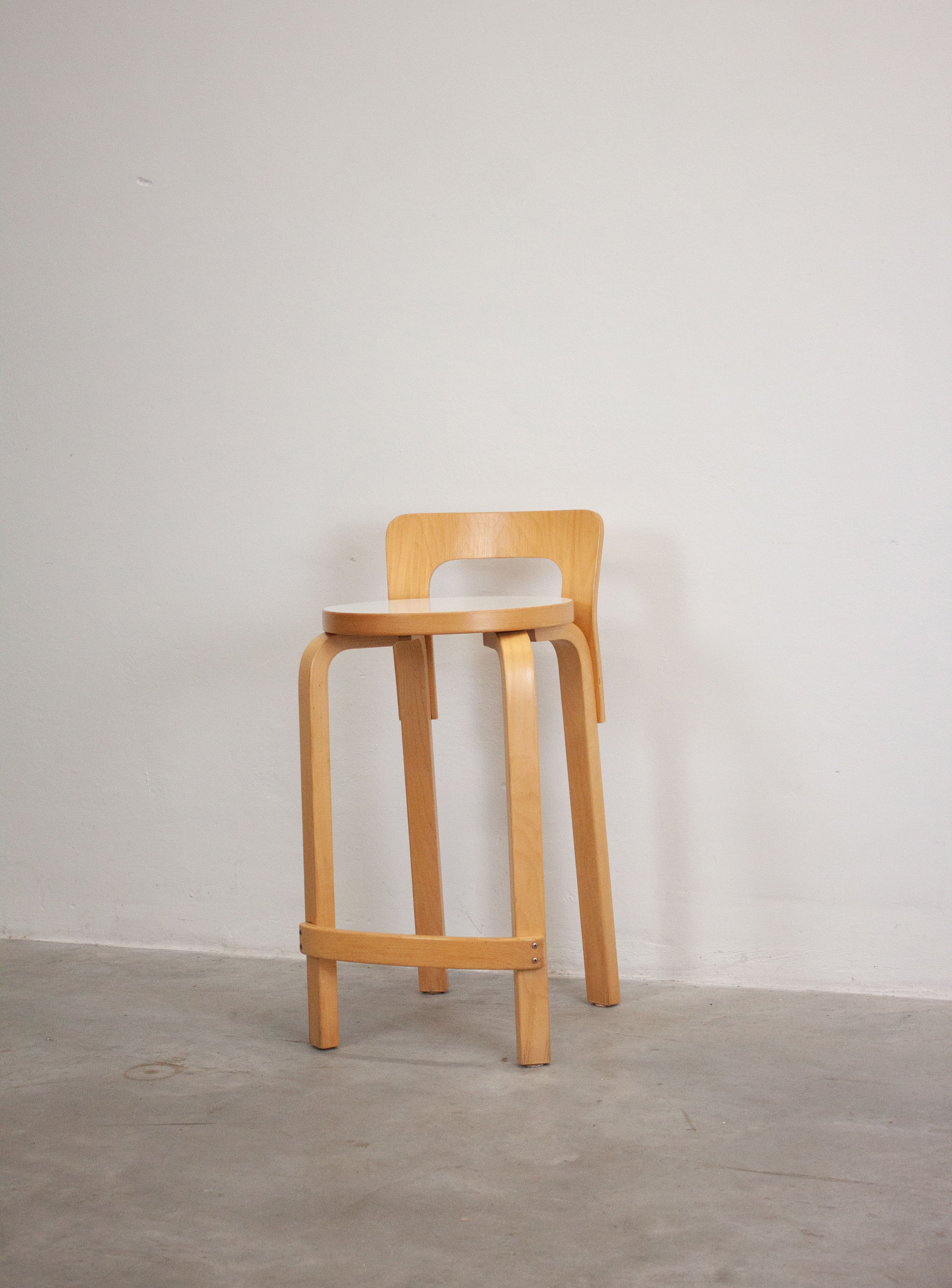 Artek Model K65 Bar Stool by Alvar Aalto (White) - Image 5