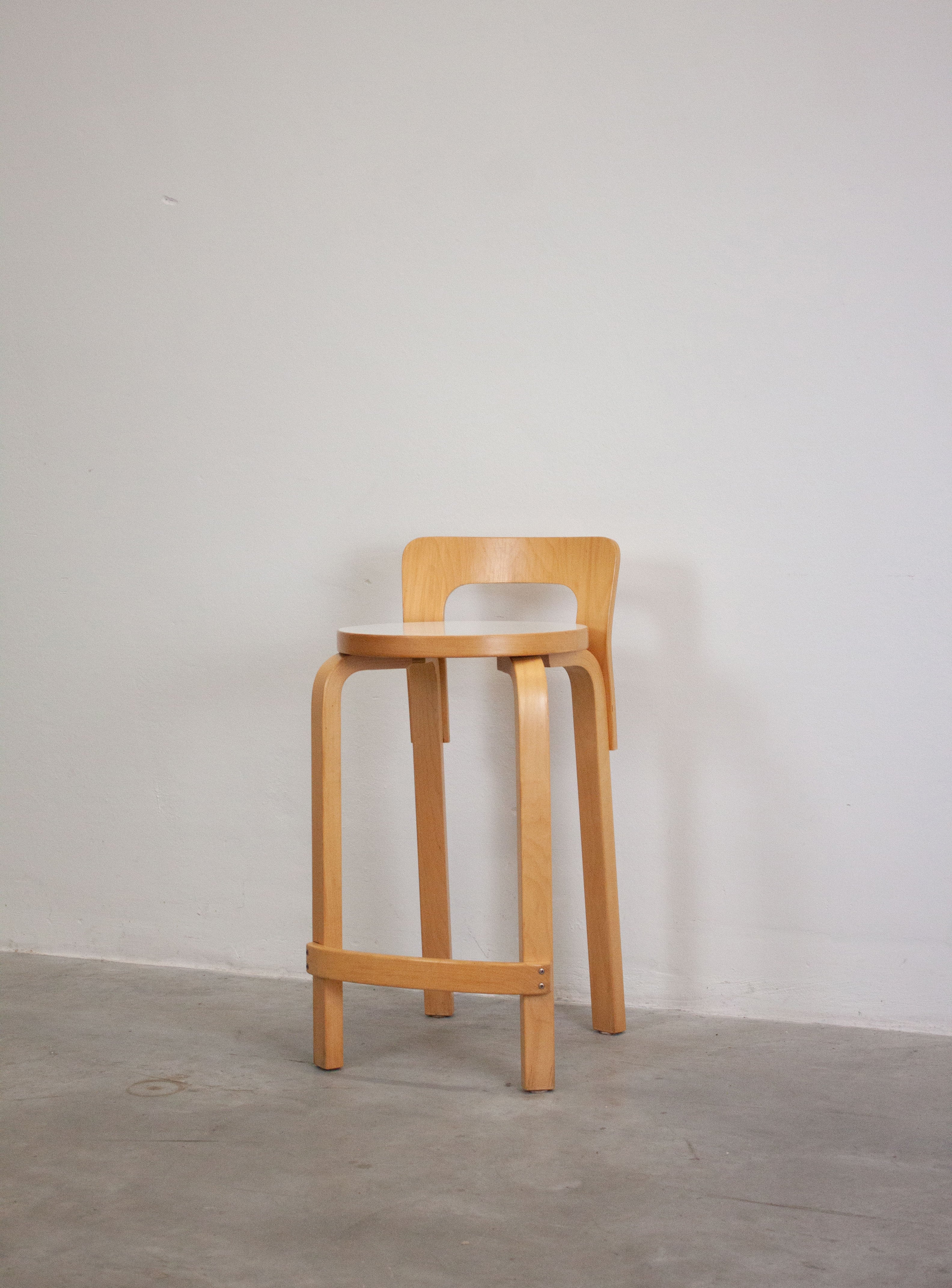 Artek Model K65 Bar Stool by Alvar Aalto (White) - Image 6