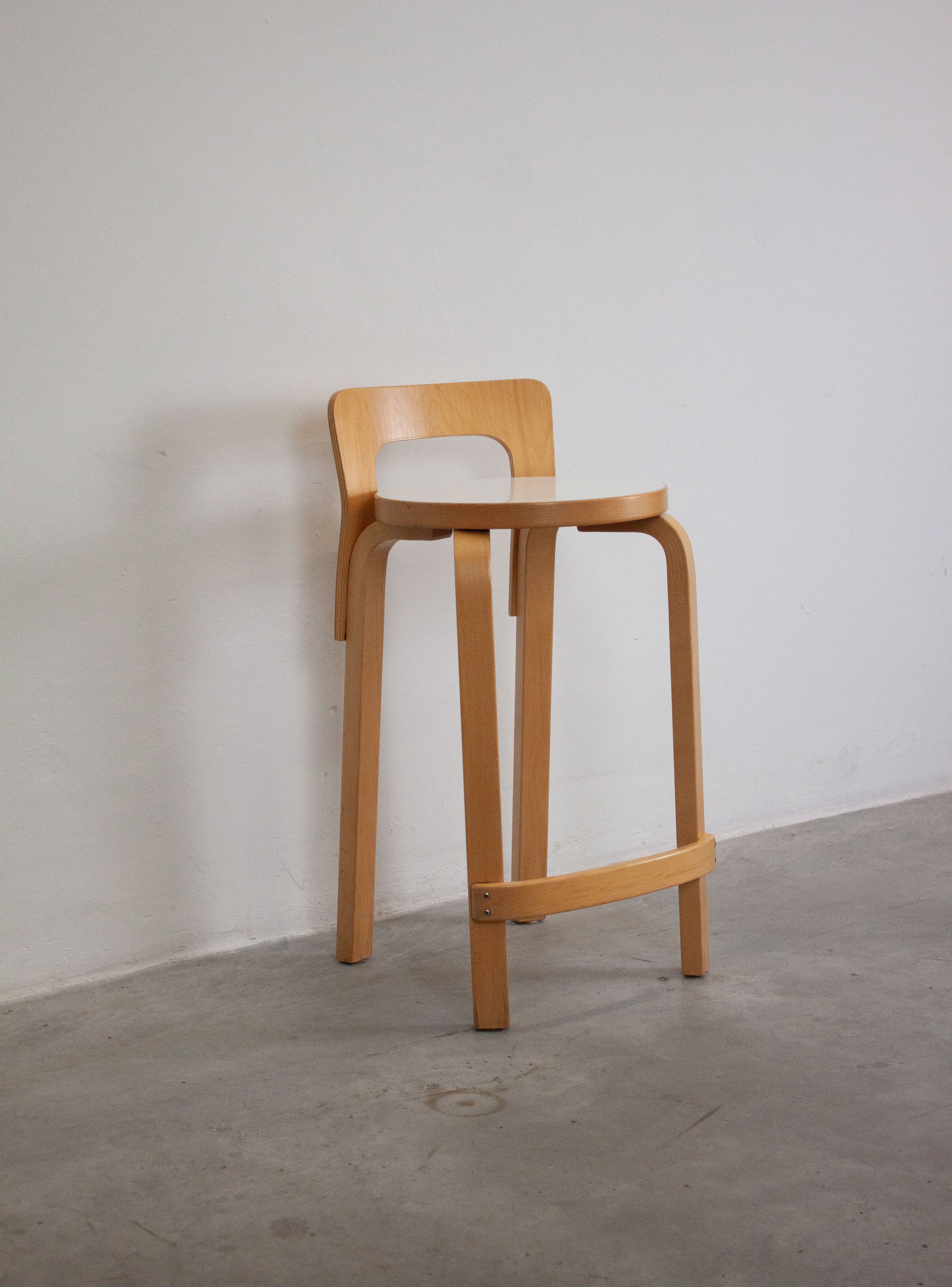 Artek Model K65 Bar Stool by Alvar Aalto (White) - Image 8