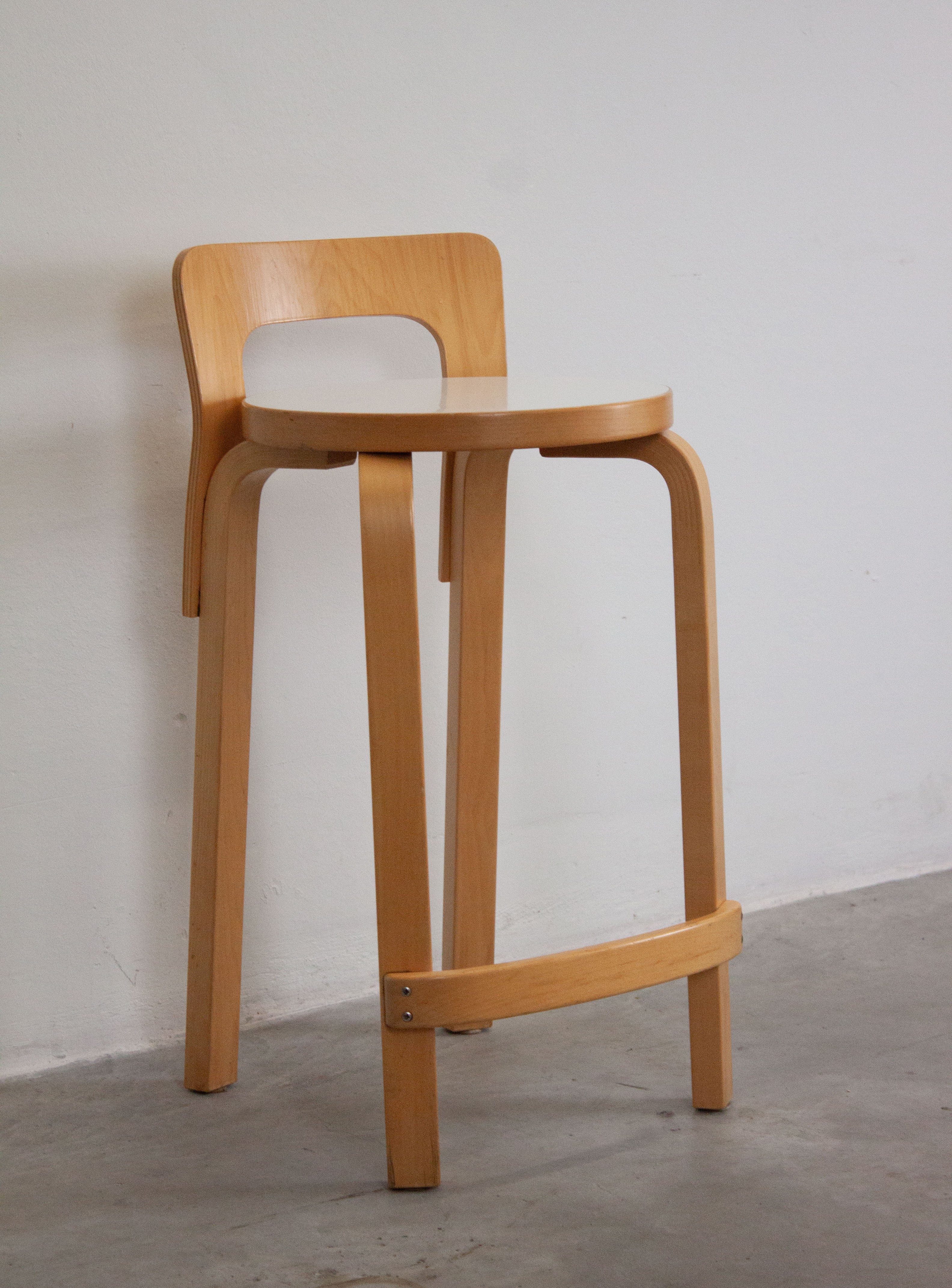 Artek Model K65 Bar Stool by Alvar Aalto (White) - Image 9