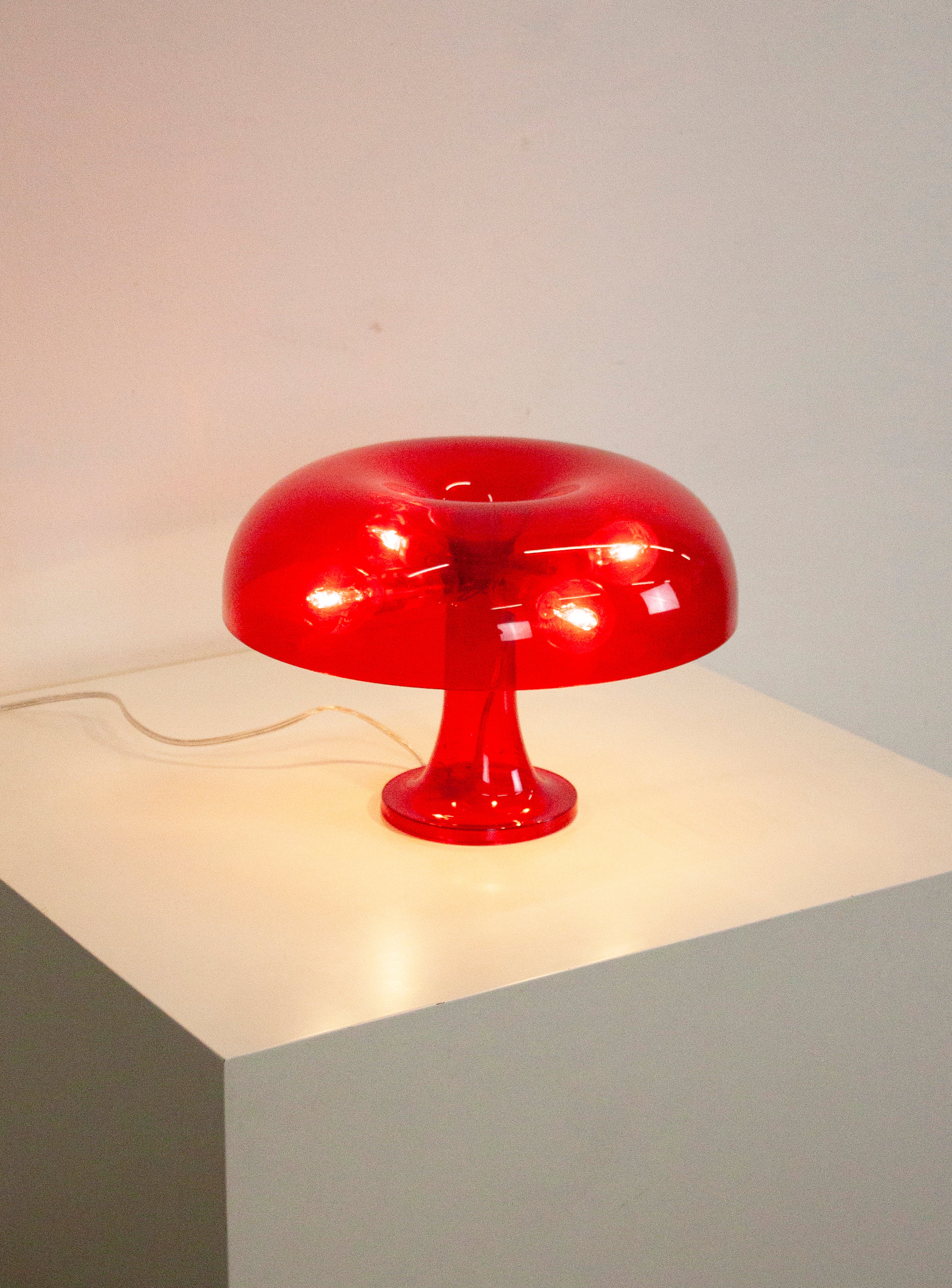 Artemide Nessino Desk Lamp by Giancarlo Mattioli (Translucent Red) - Image 15