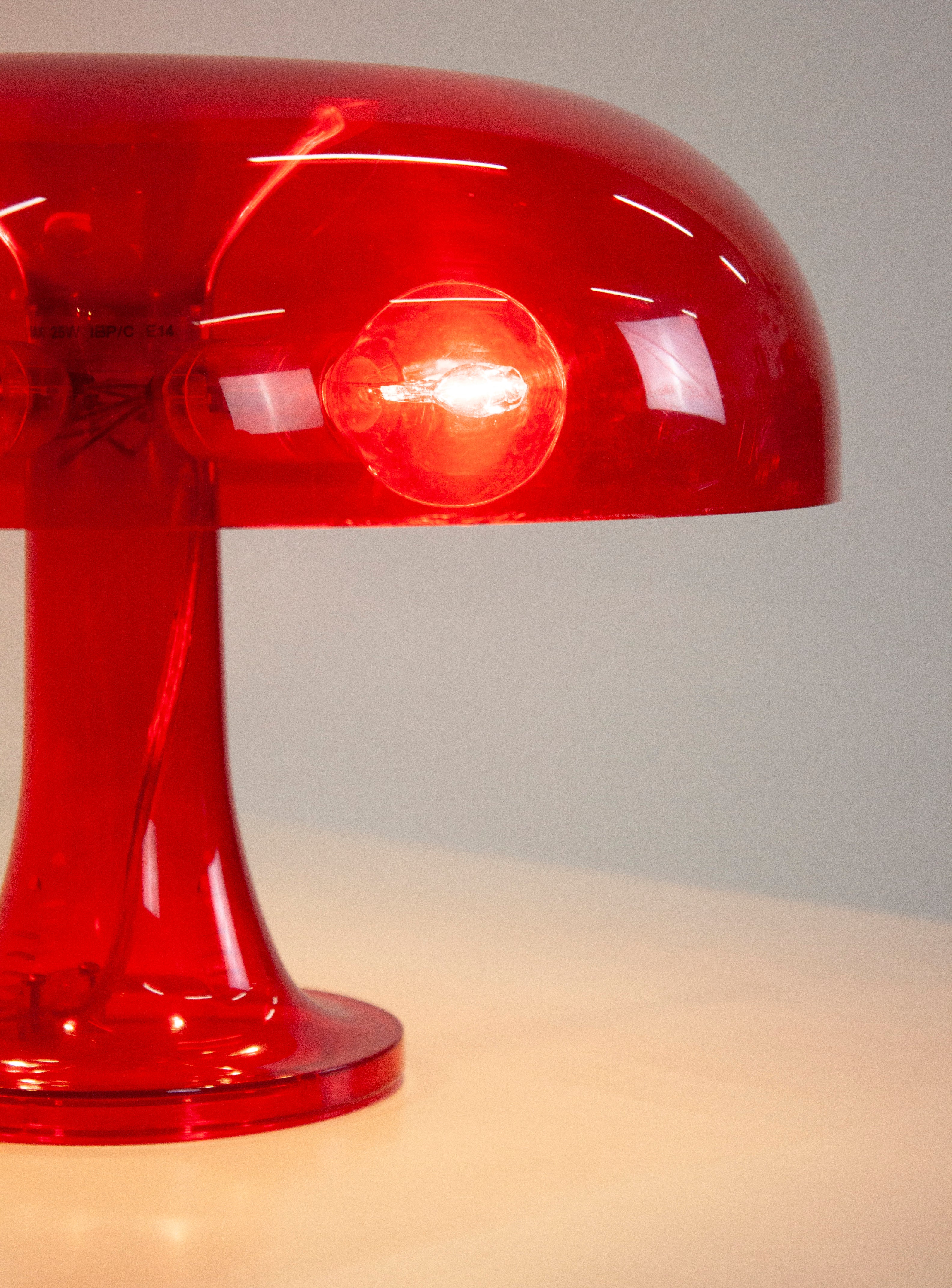 Artemide Nessino Desk Lamp by Giancarlo Mattioli (Translucent Red) - Image 16