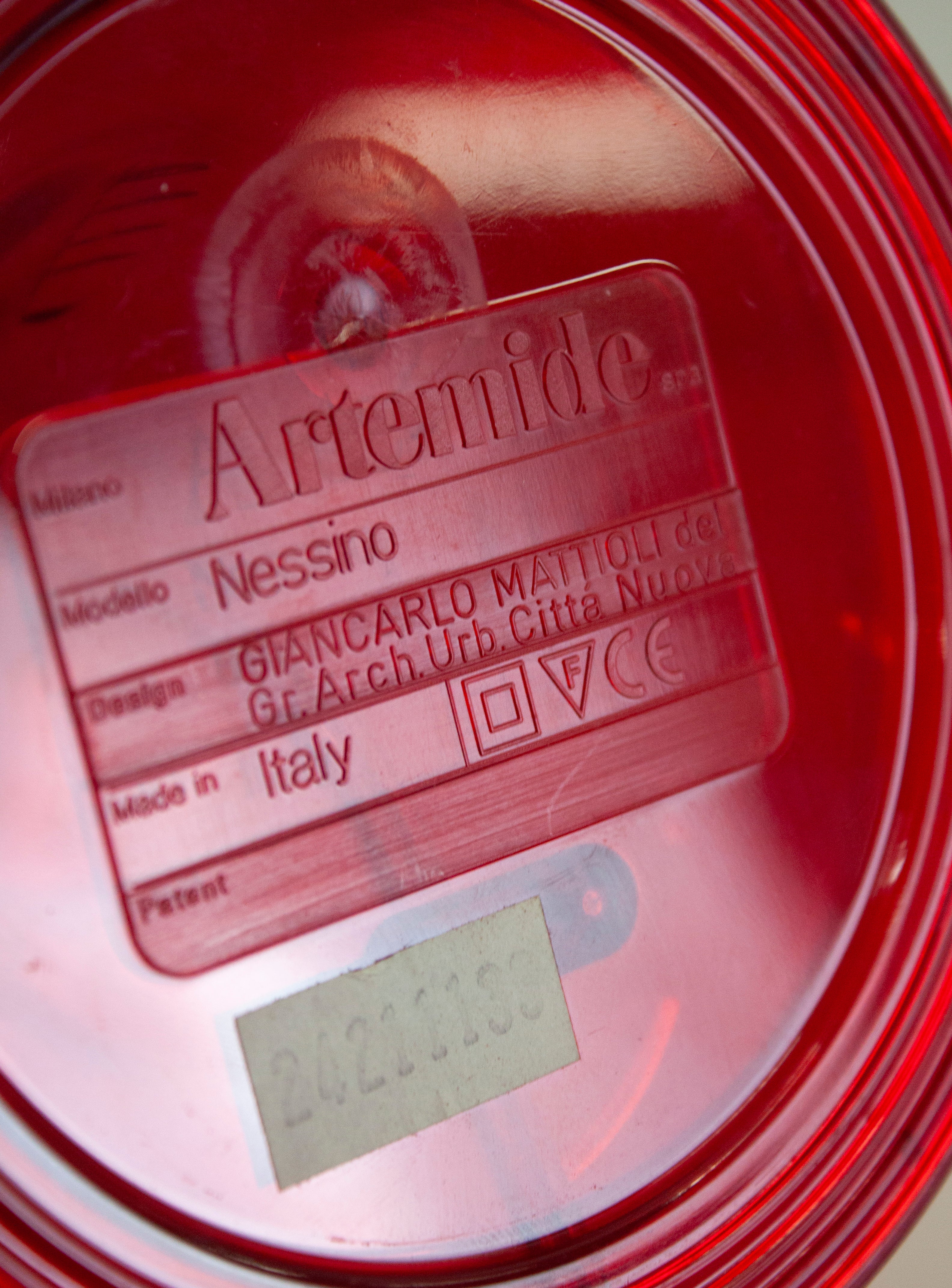 Artemide Nessino Desk Lamp by Giancarlo Mattioli (Translucent Red) - Image 17