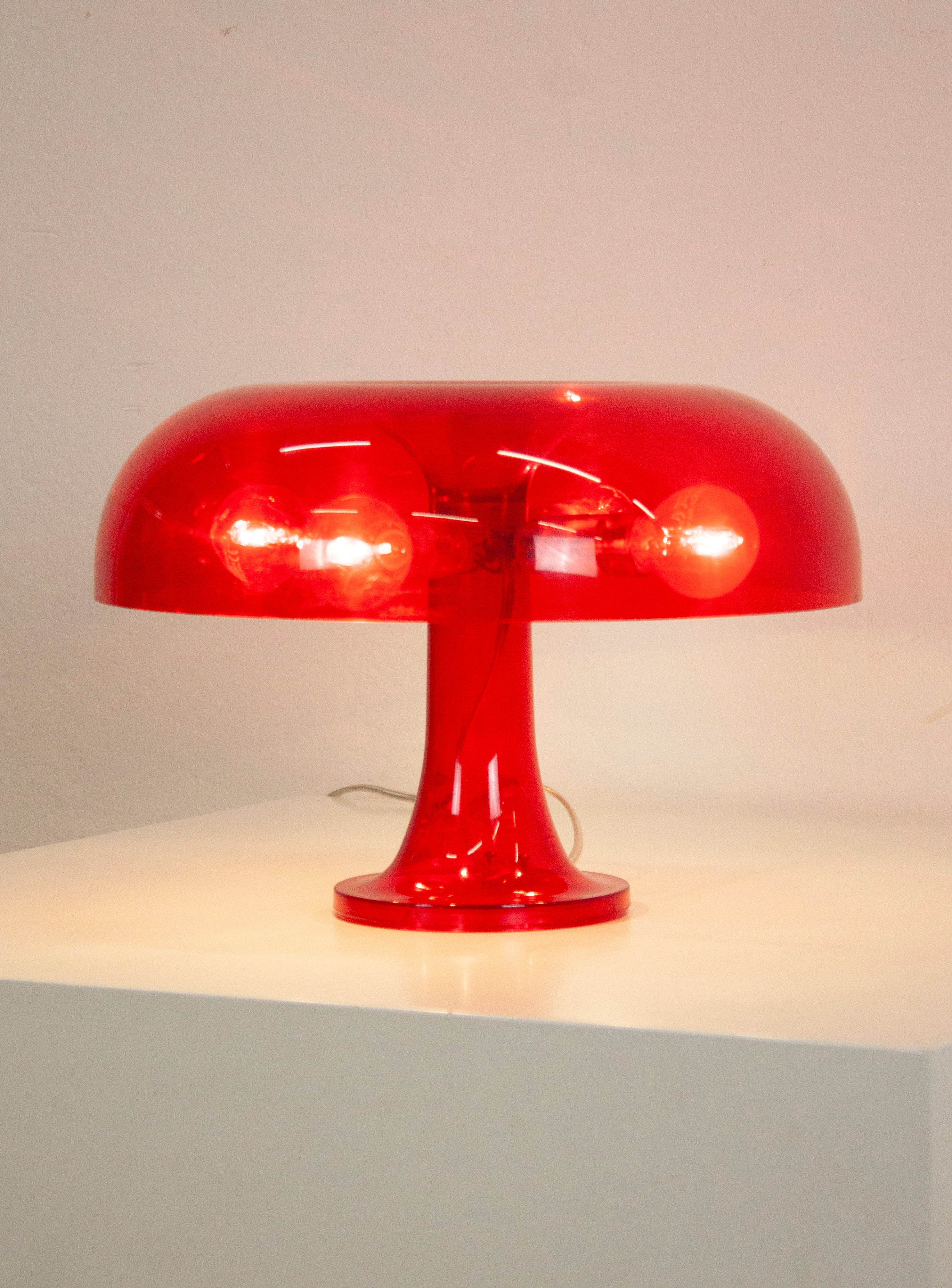 Artemide Nessino Desk Lamp by Giancarlo Mattioli (Translucent Red) - Image 3