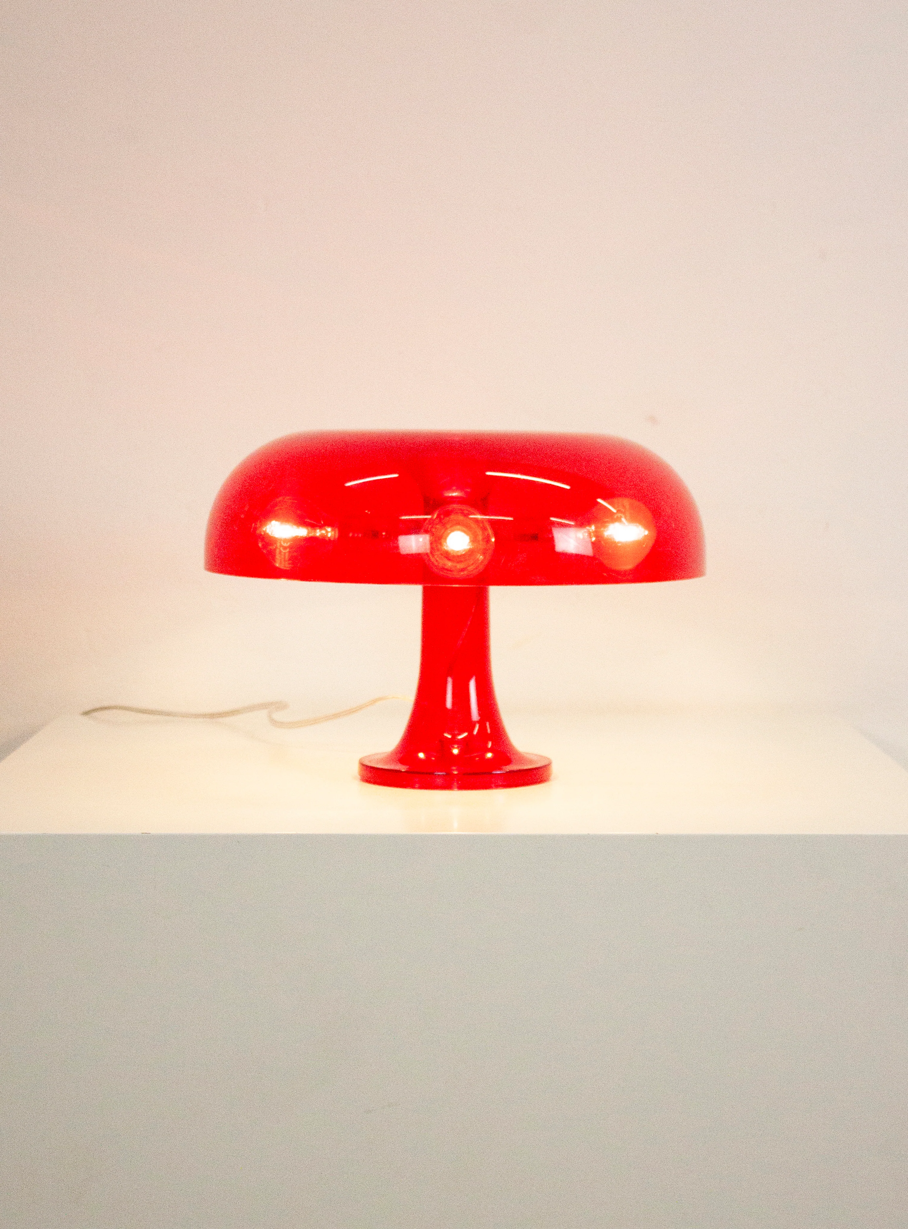 Artemide Nessino Desk Lamp by Giancarlo Mattioli (Translucent Red) - Image 4