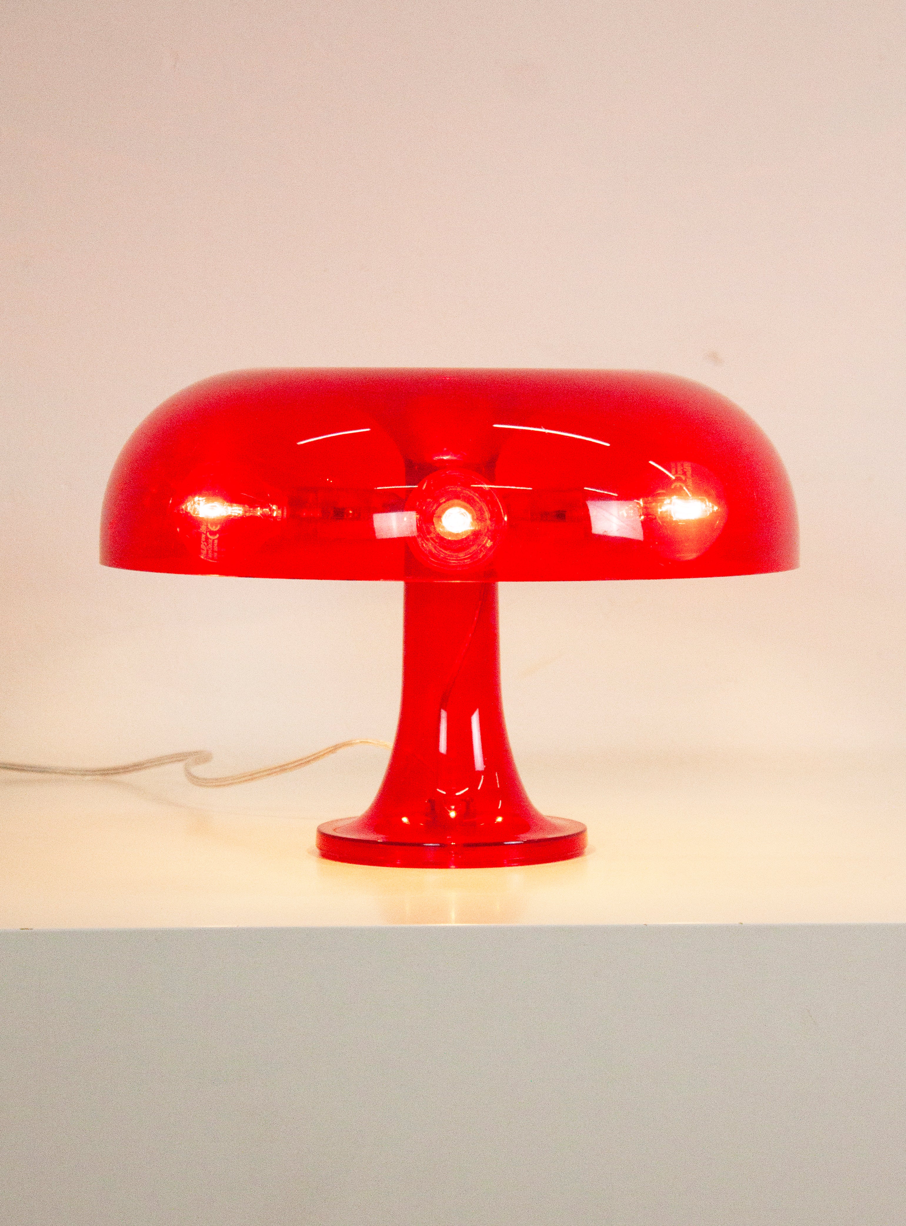 Artemide Nessino Desk Lamp by Giancarlo Mattioli (Translucent Red) - Image 5