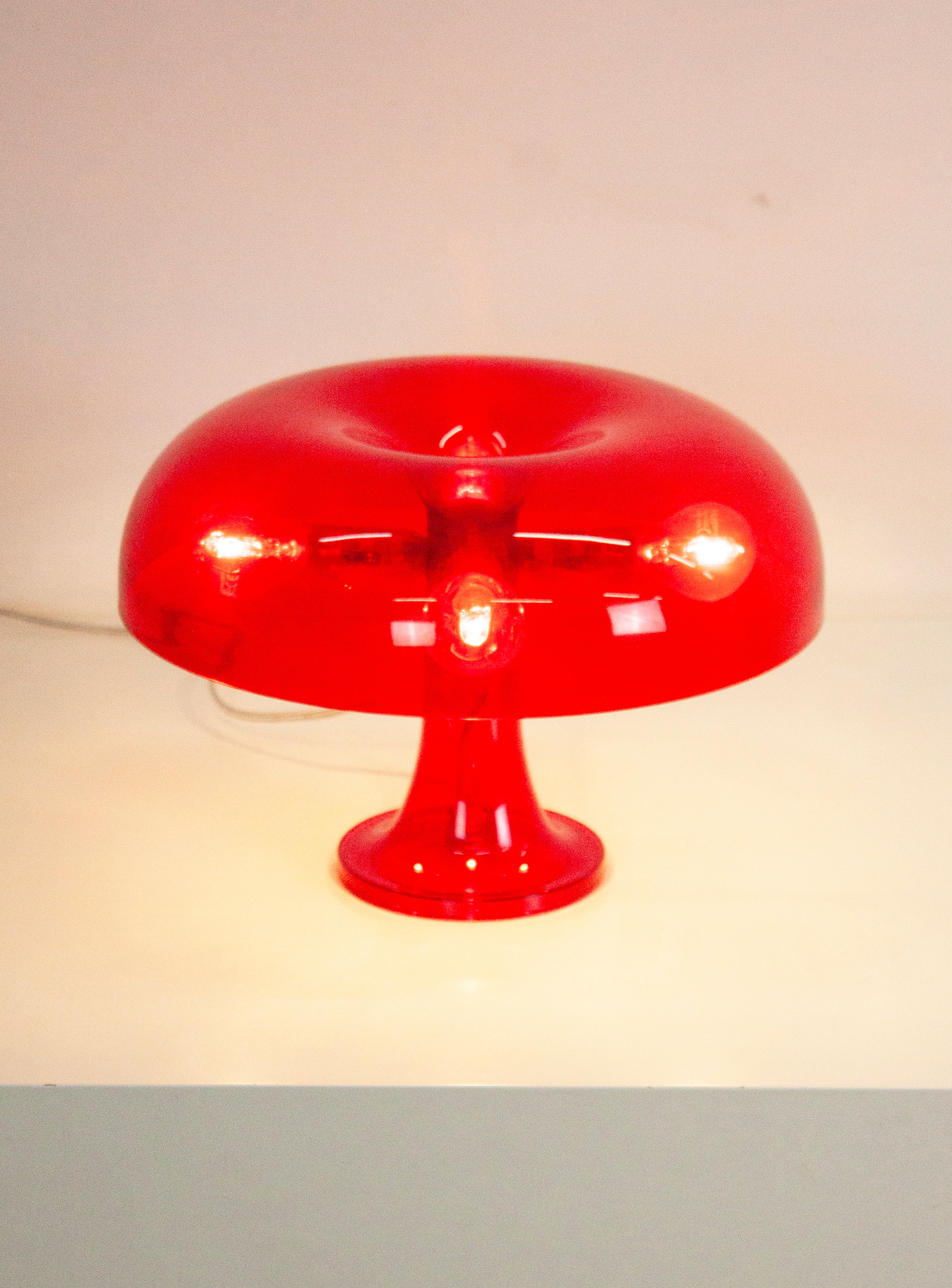 Artemide Nessino Desk Lamp by Giancarlo Mattioli (Translucent Red) - Image 8