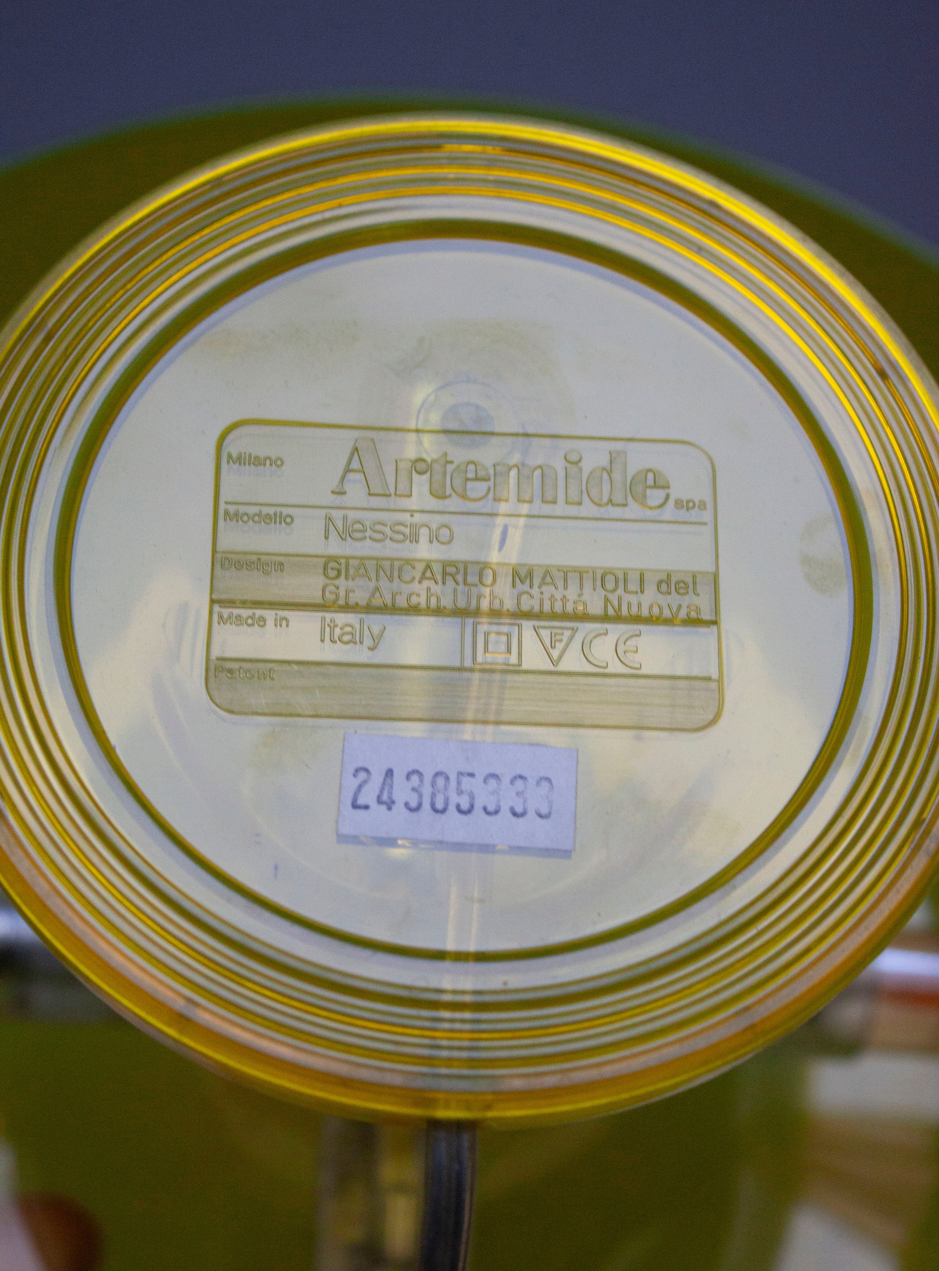 Artemide Nessino Desk Lamp by Giancarlo Mattioli (Translucent Yellow) - Image 14