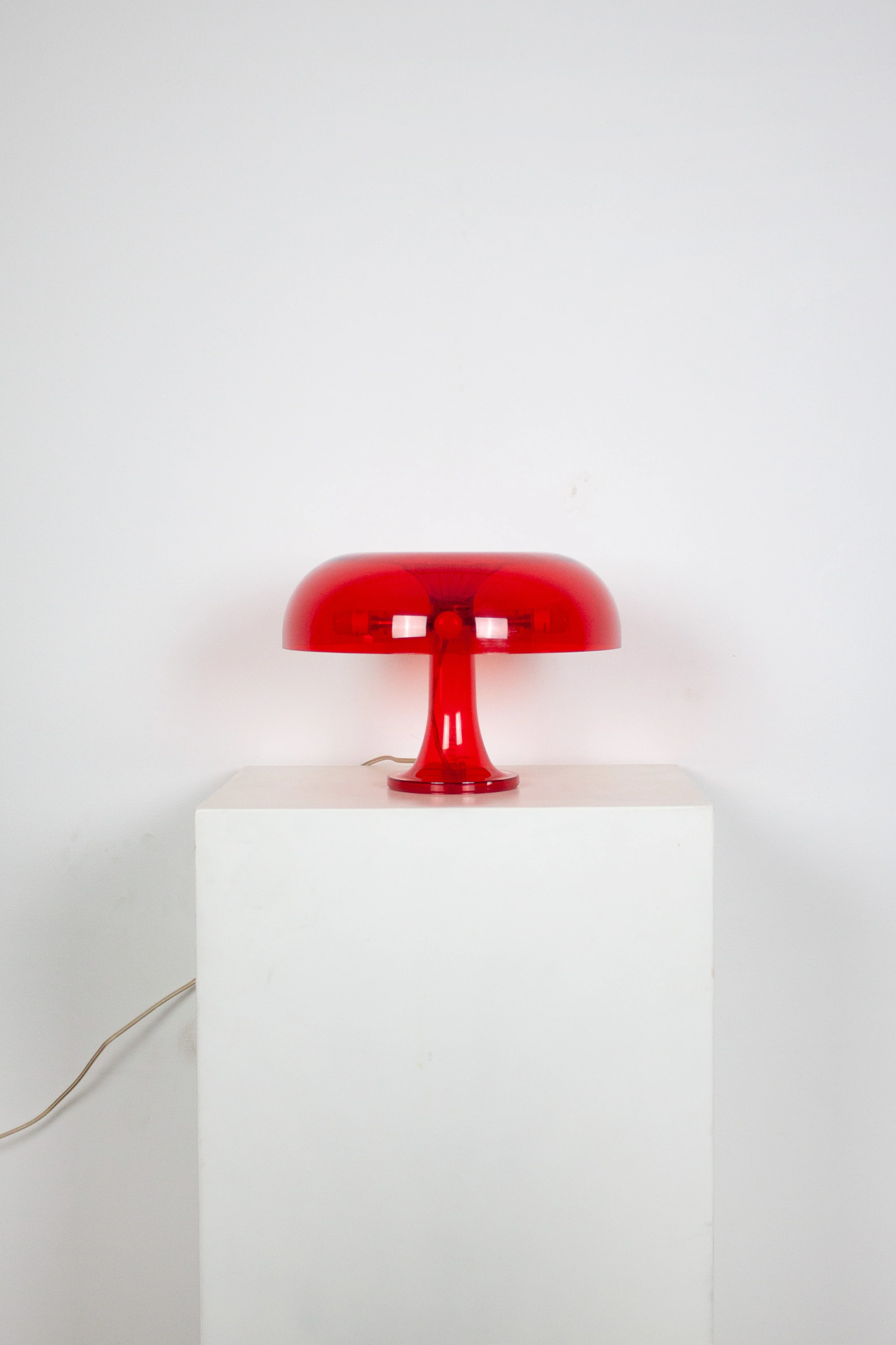 Artemide Nessino Table Lamp by Giancarlo Mattioli (Translucent Red) - Image 2
