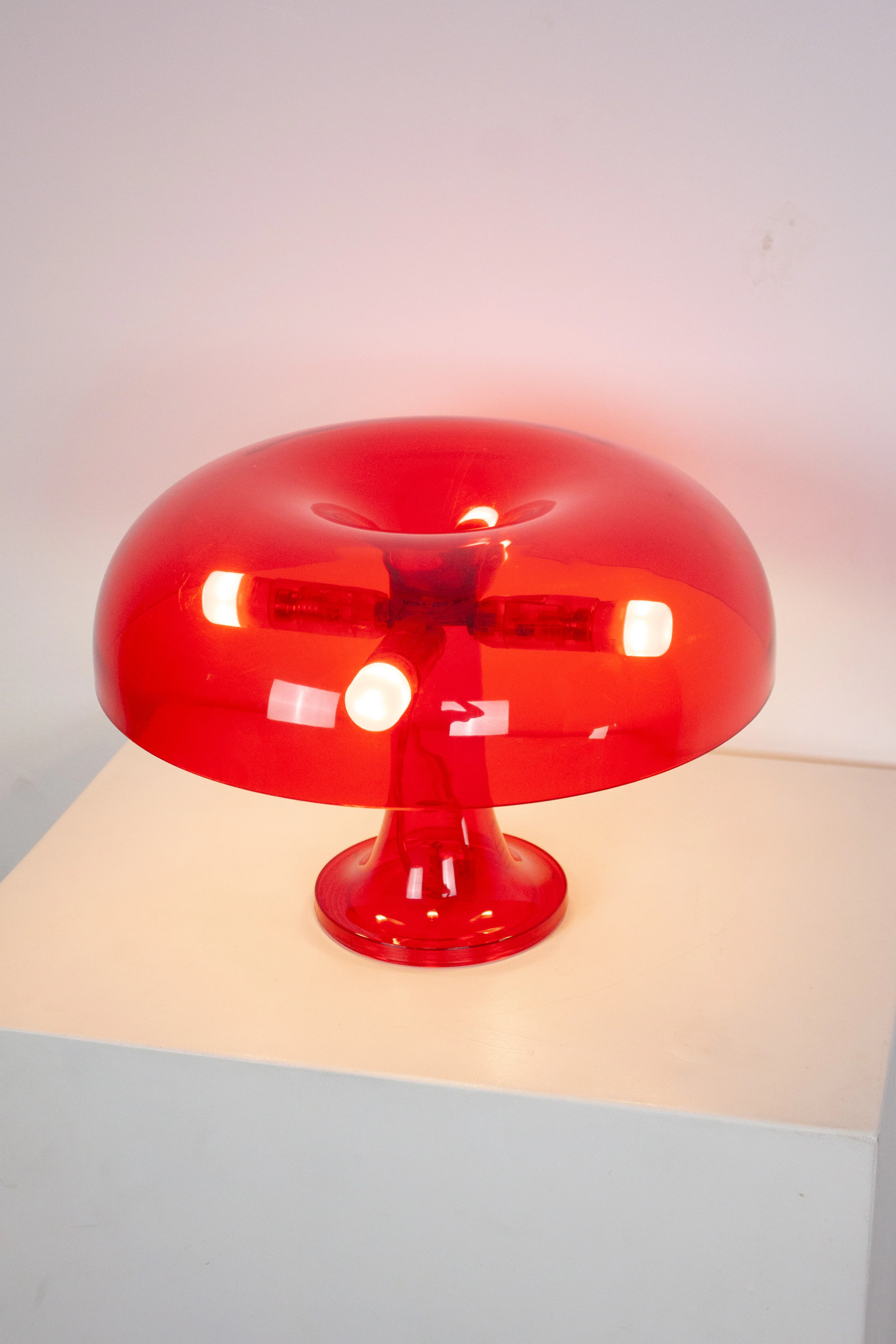 Artemide Nessino Table Lamp by Giancarlo Mattioli (Translucent Red) - Image 6