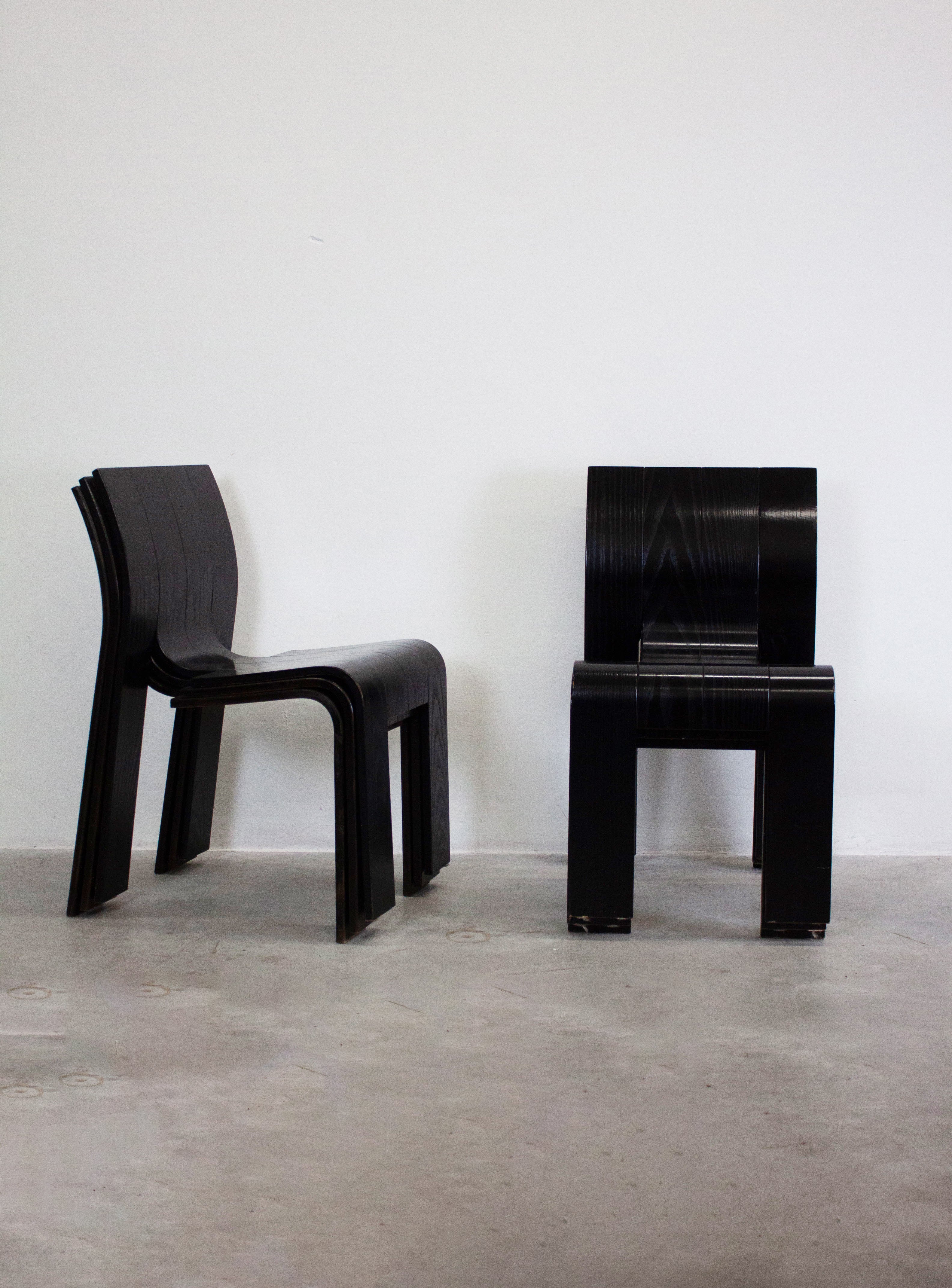 Castelijn Strip Chairs by Gijs Bakker (Black) - Image 6