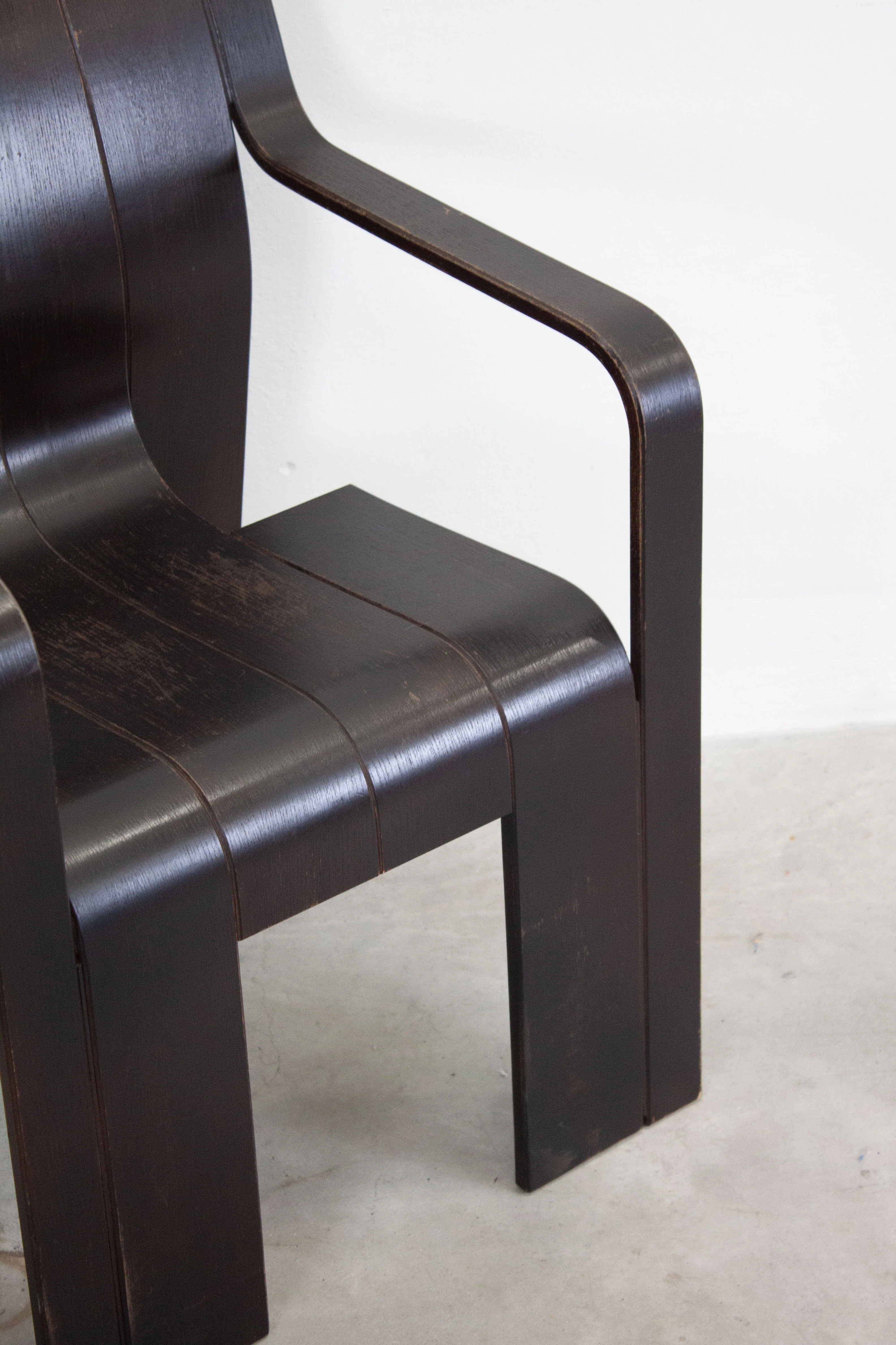 Castelijn Strip Chairs with Armrest by Gijs Bakker (Black) - Image 11