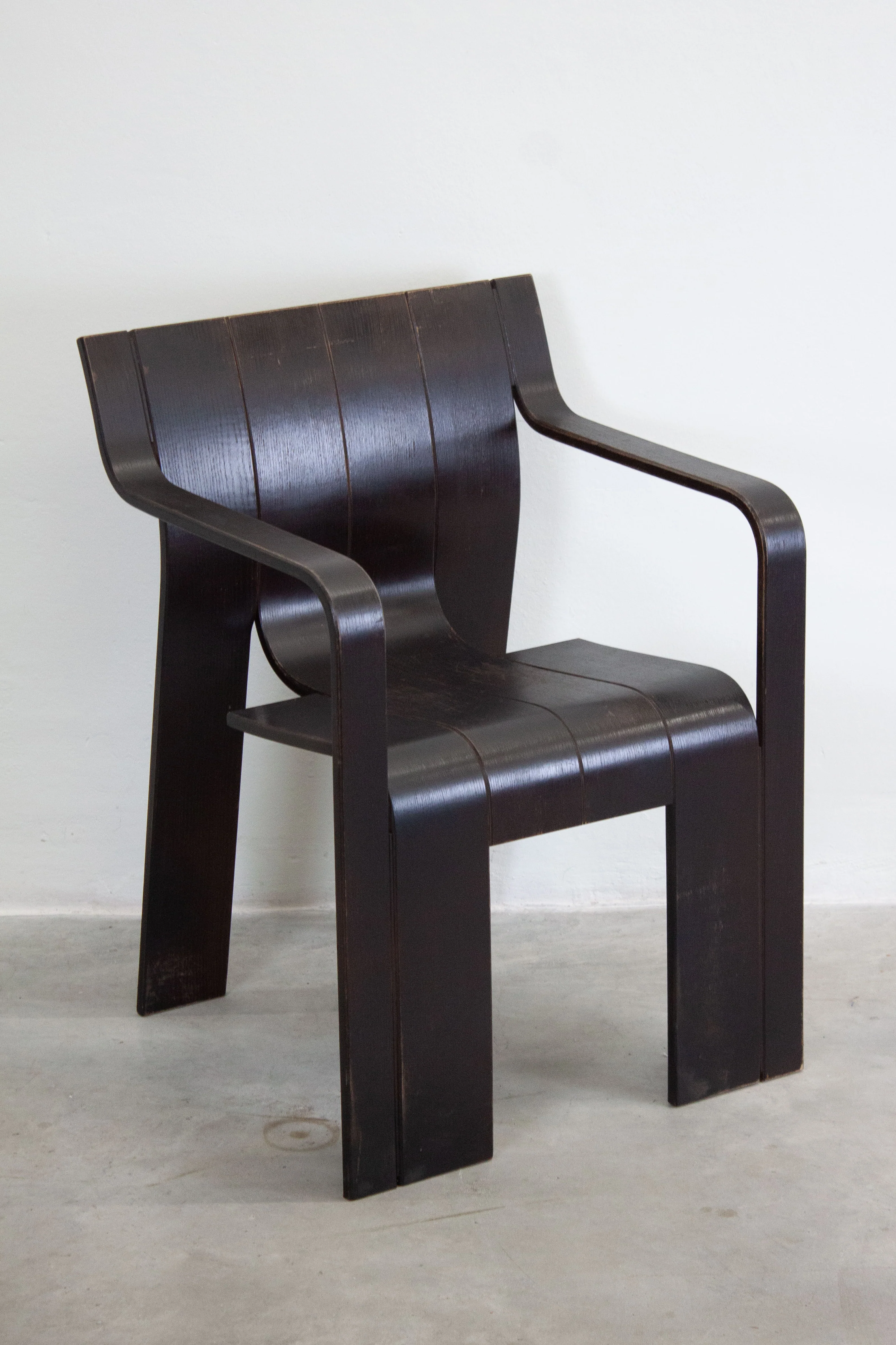 Castelijn Strip Chairs with Armrest by Gijs Bakker (Black) - Image 8