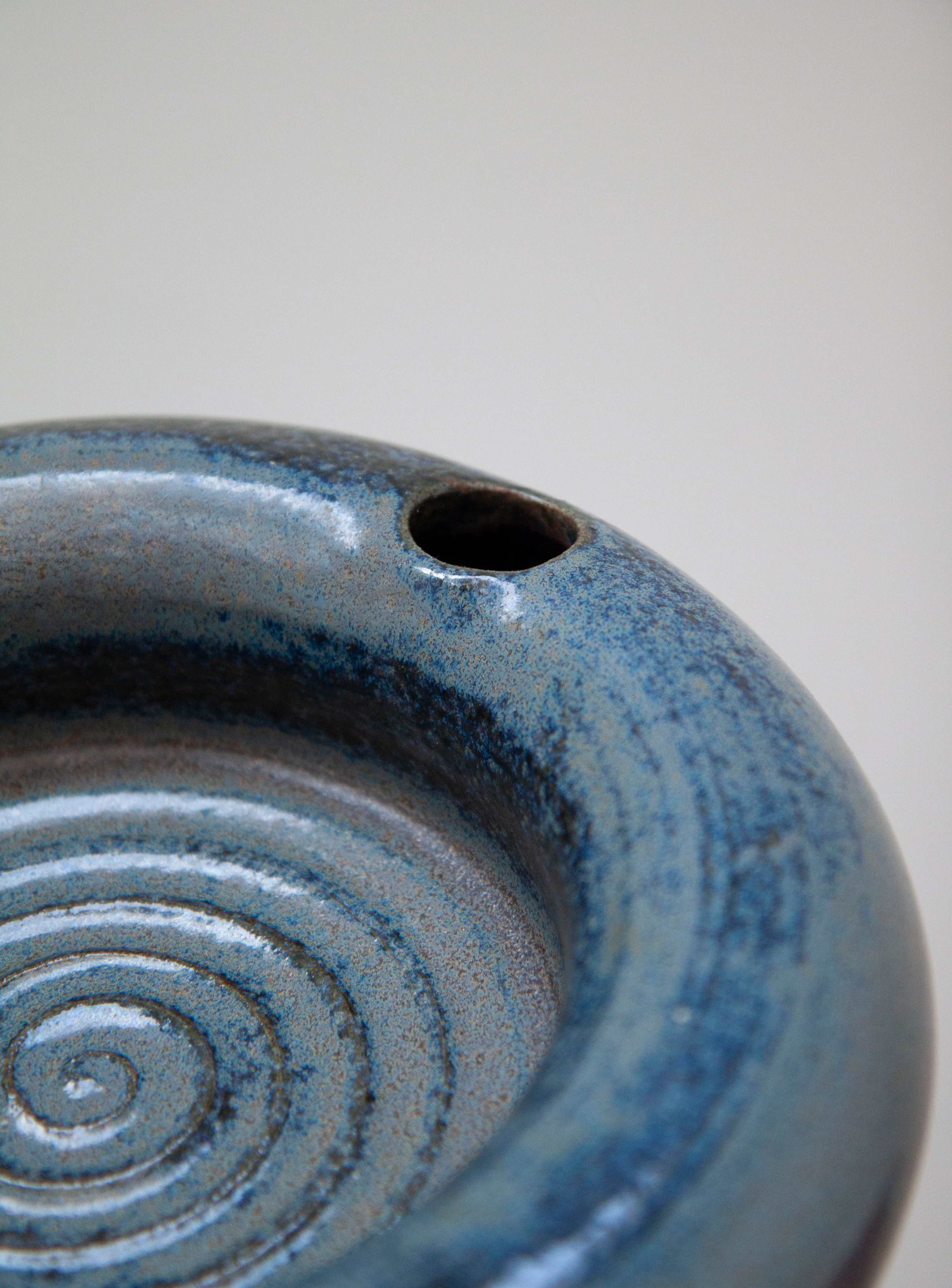 Ceramic Ikebana Vase (Blue/Grey) - Image 9