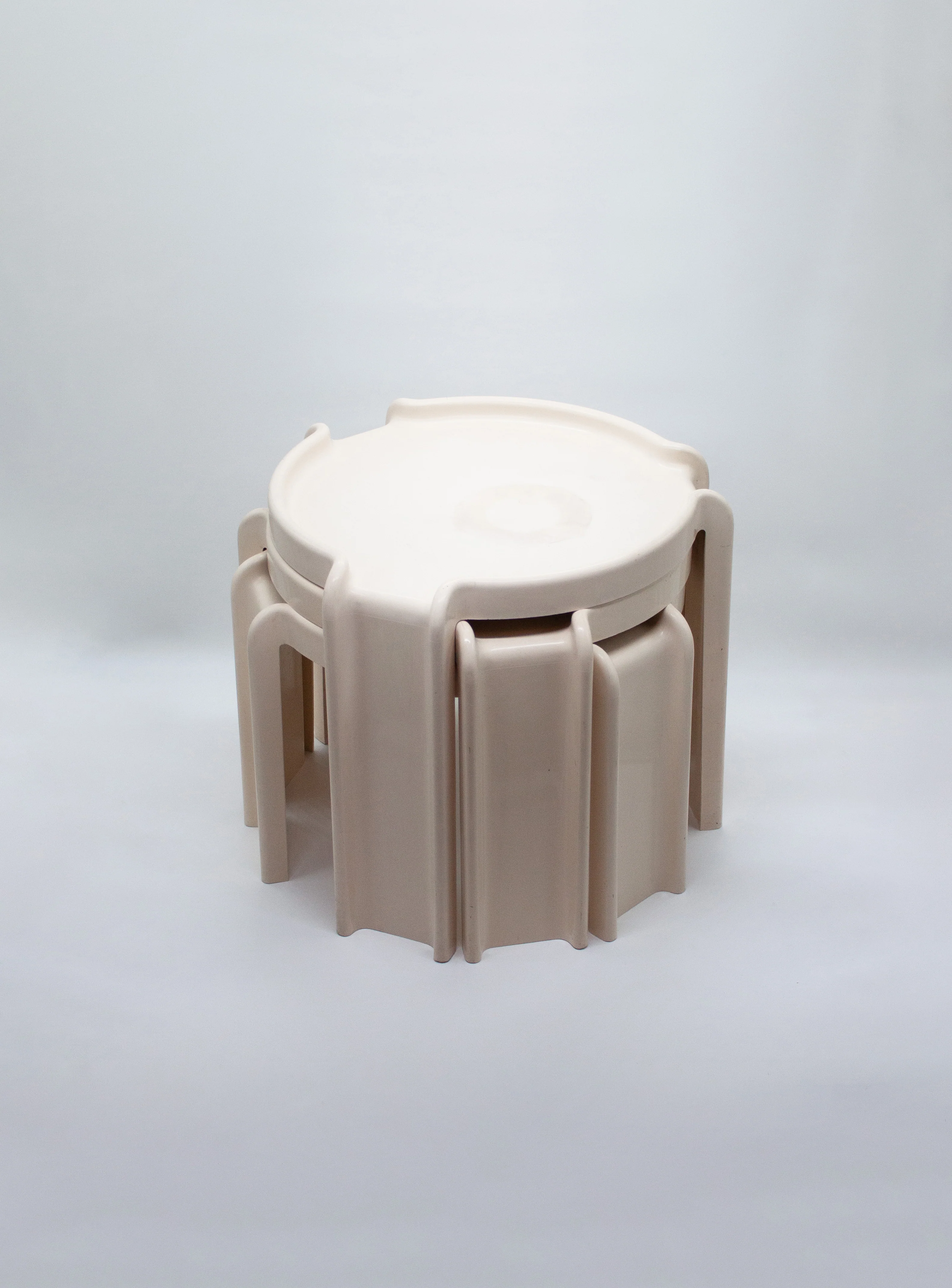 Kartell Nesting Tables by Giotto Stoppino (Off White) - Image 3