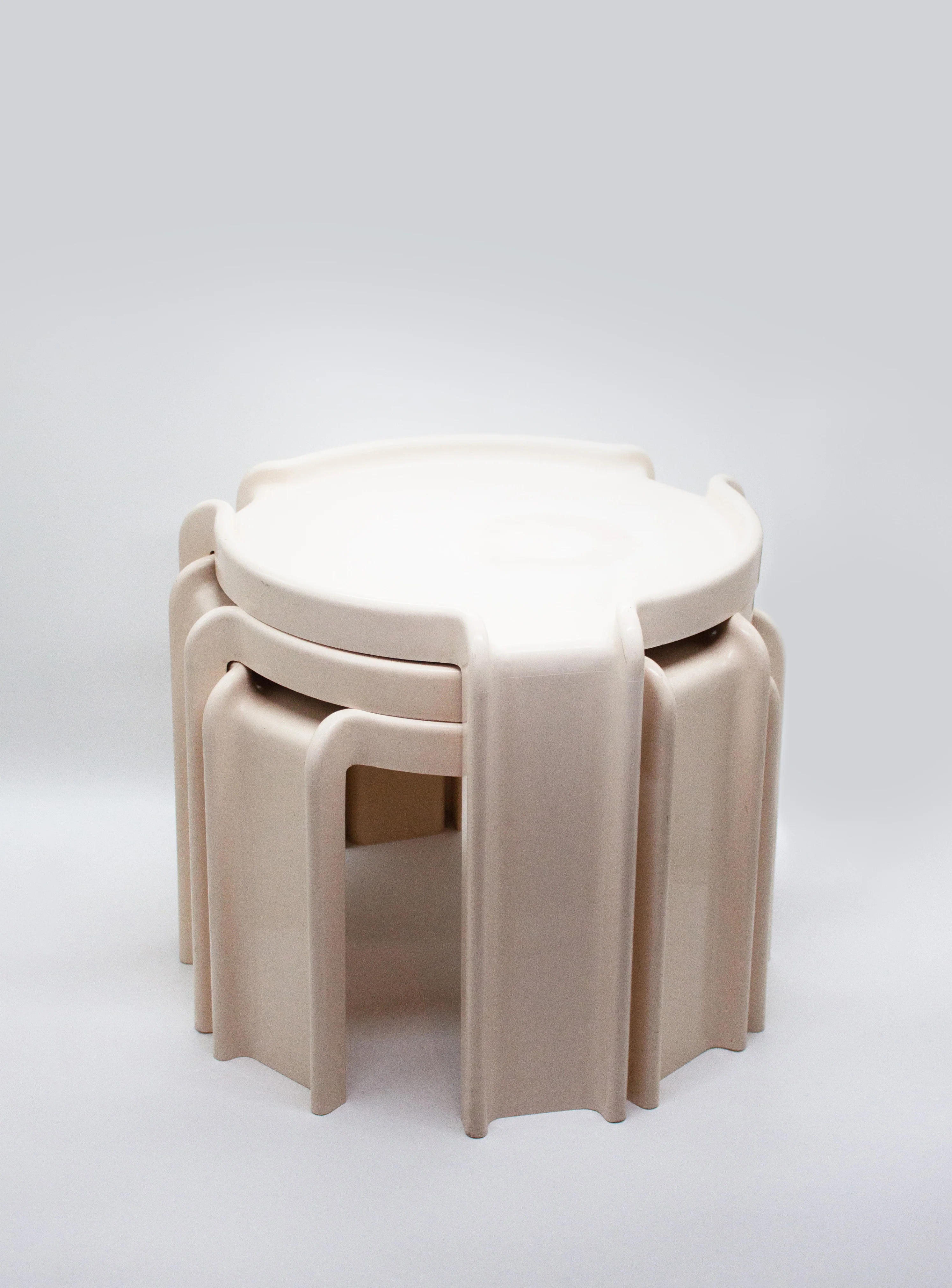 Kartell Nesting Tables by Giotto Stoppino (Off White) - Image 6