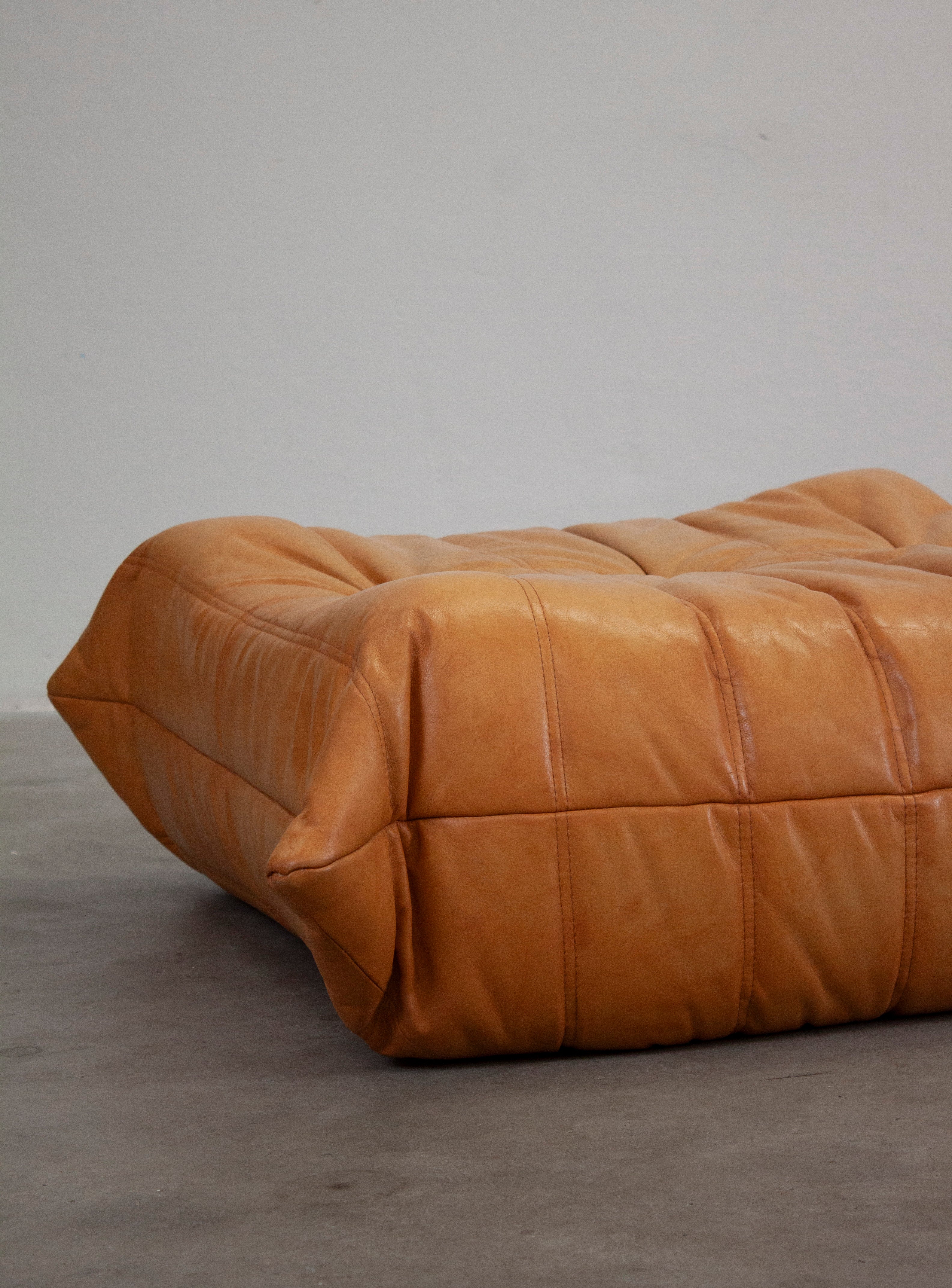 Ligne Roset Togo Leather Lounge Chair & Ottoman by Micheal Ducaroy (Tan) - Image 12