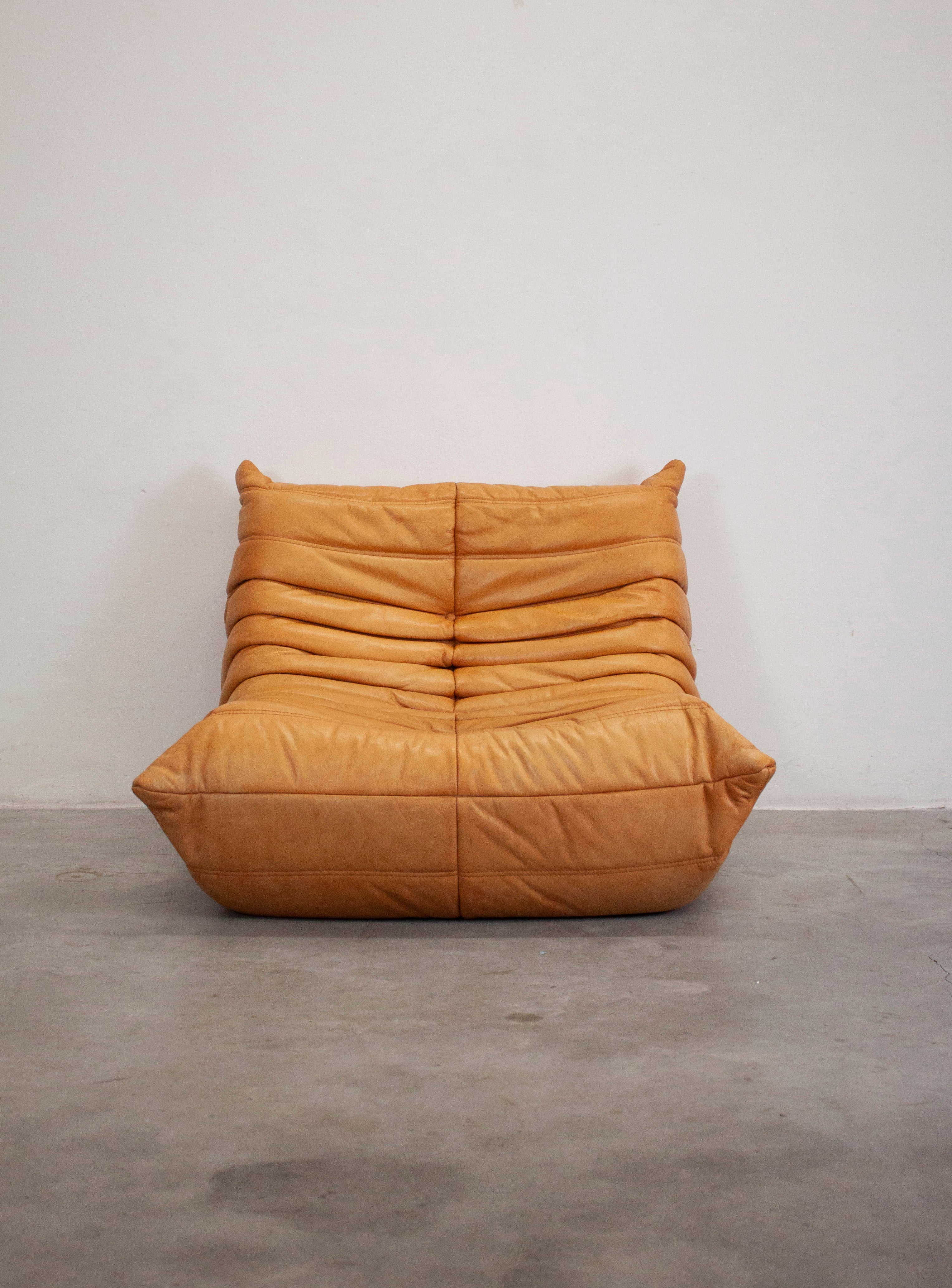 Ligne Roset Togo Leather Lounge Chair & Ottoman by Micheal Ducaroy (Tan) - Image 20