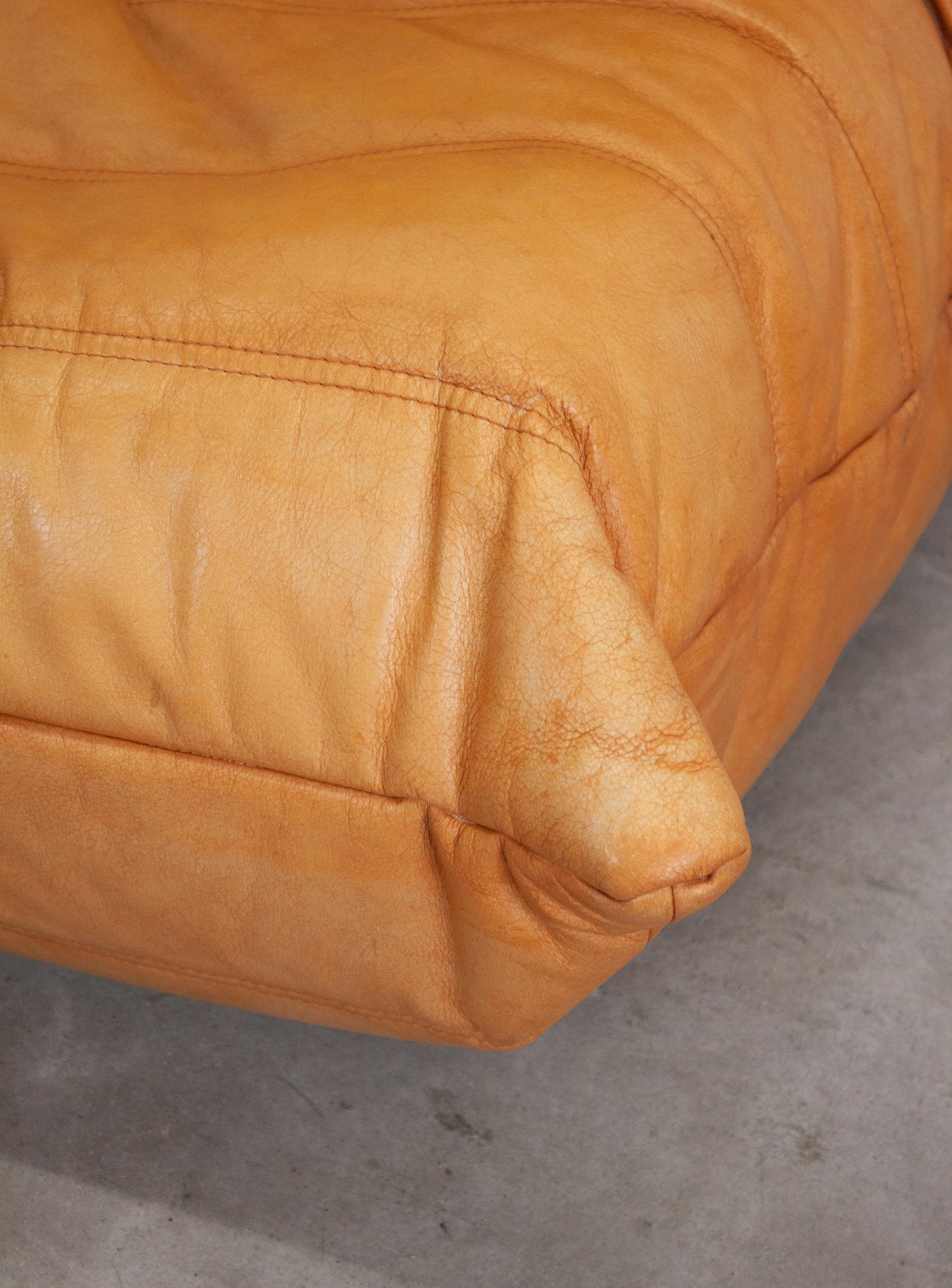 Ligne Roset Togo Leather Lounge Chair & Ottoman by Micheal Ducaroy (Tan) - Image 24