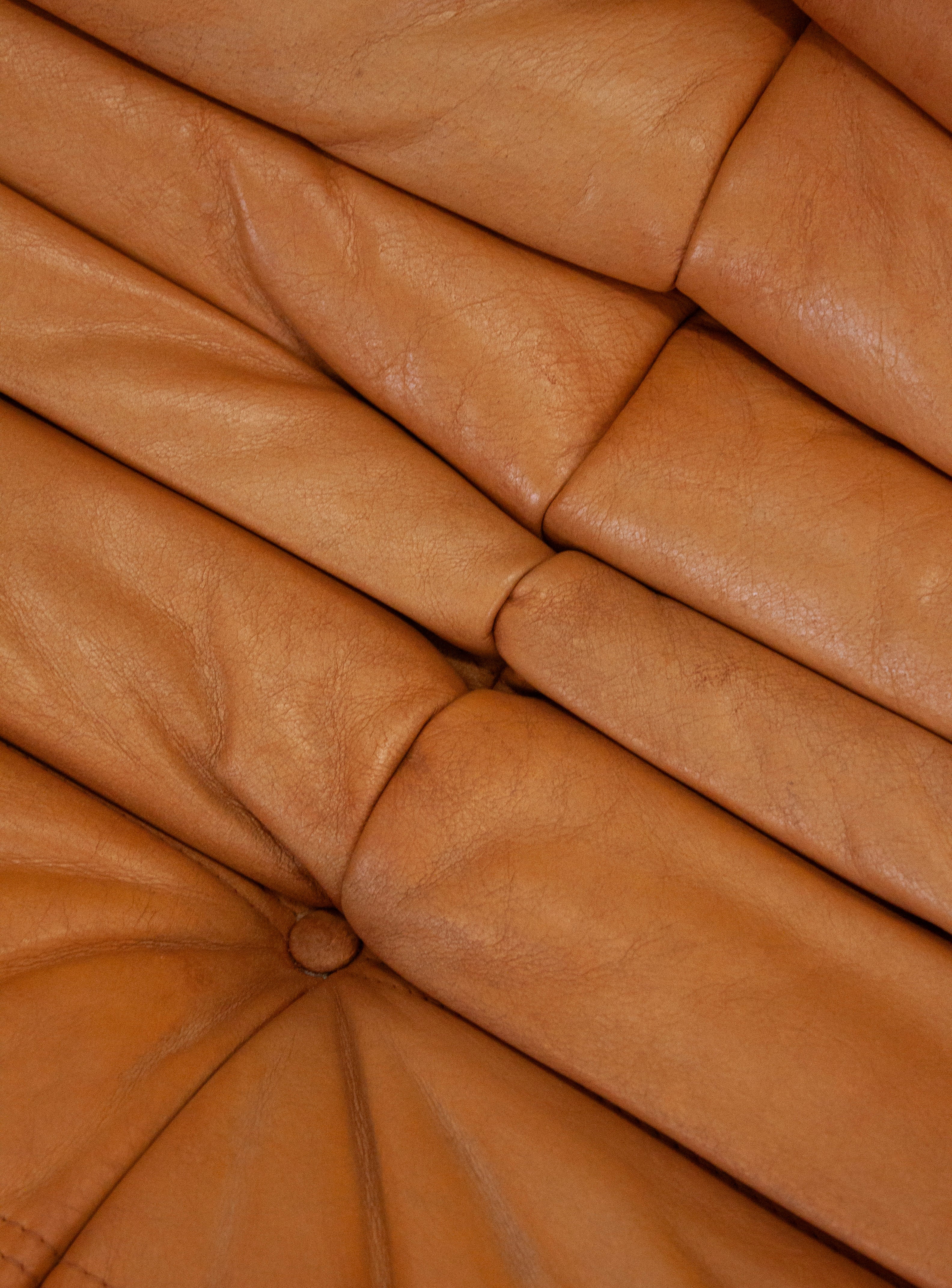 Ligne Roset Togo Leather Lounge Chair & Ottoman by Micheal Ducaroy (Tan) - Image 26