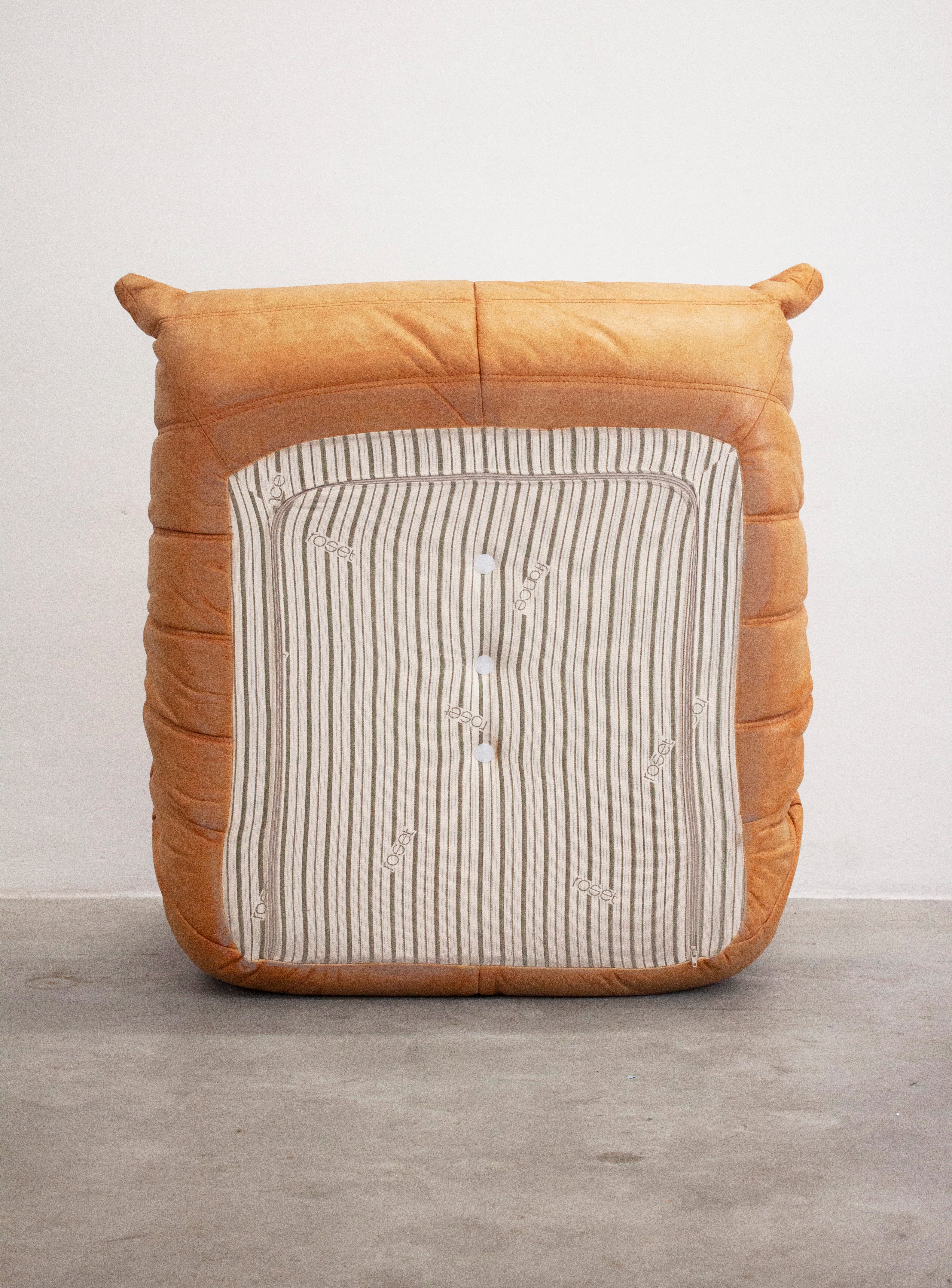 Ligne Roset Togo Leather Lounge Chair & Ottoman by Micheal Ducaroy (Tan) - Image 28