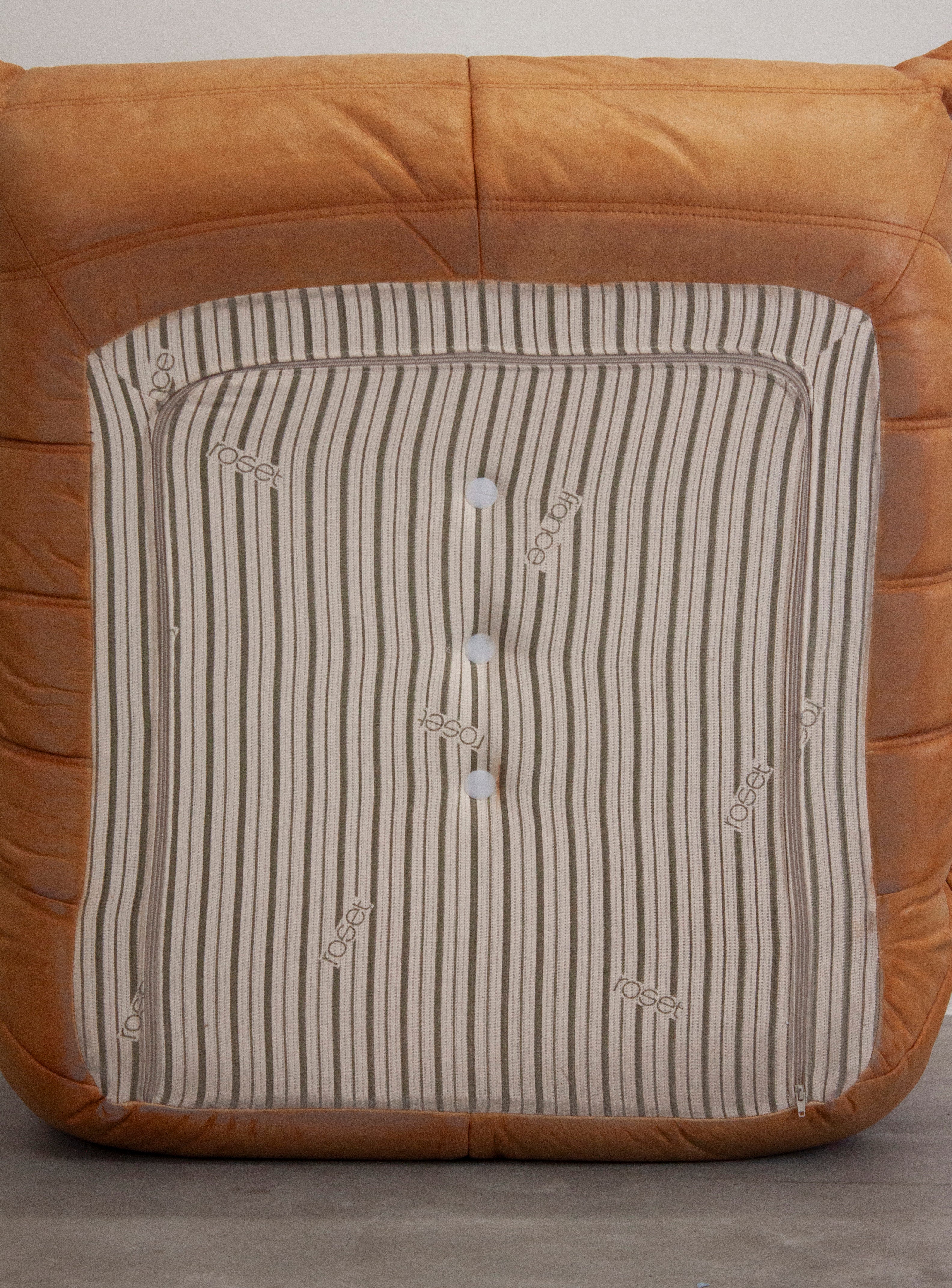 Ligne Roset Togo Leather Lounge Chair & Ottoman by Micheal Ducaroy (Tan) - Image 29