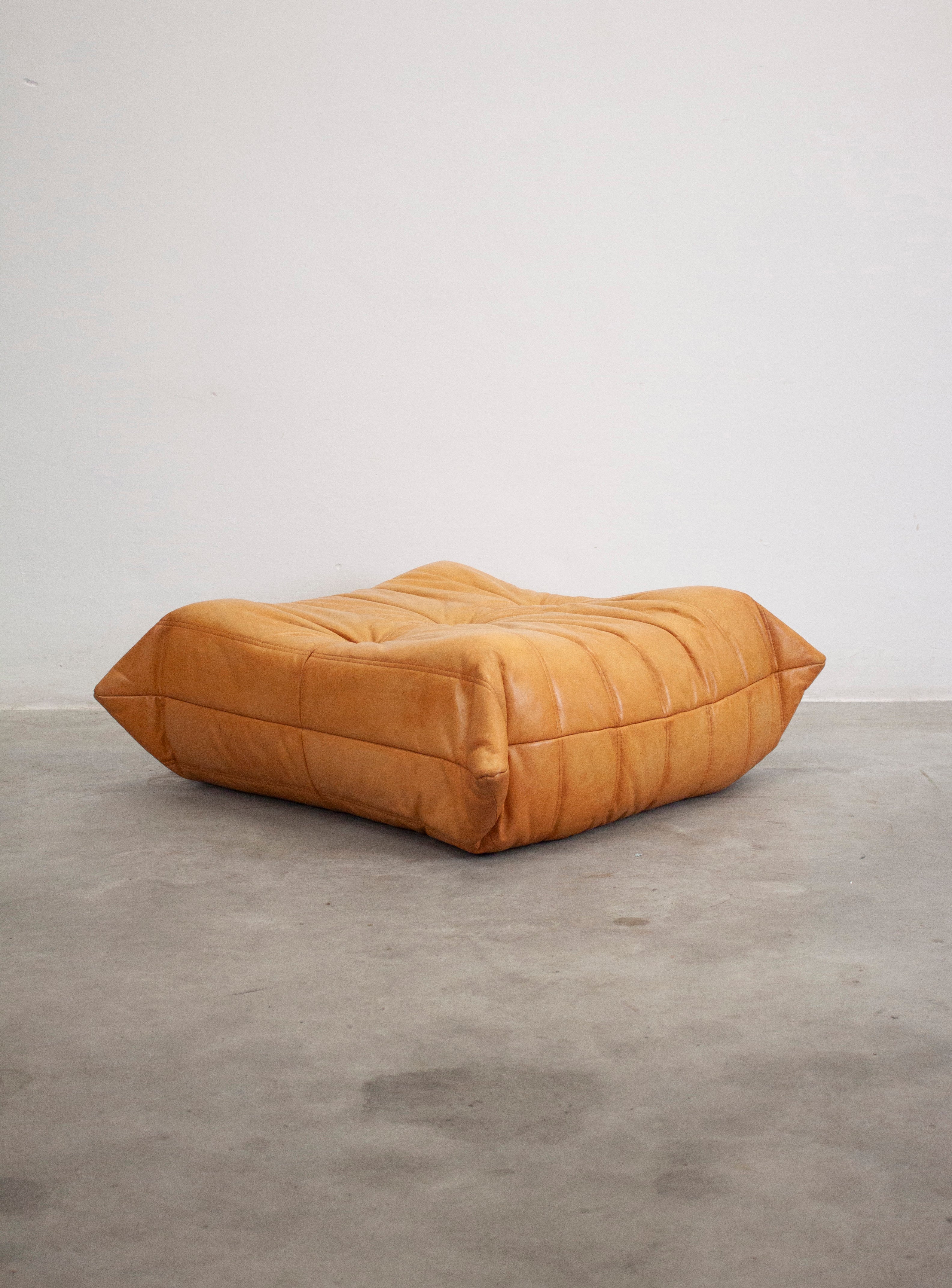 Ligne Roset Togo Leather Lounge Chair & Ottoman by Micheal Ducaroy (Tan) - Image 30