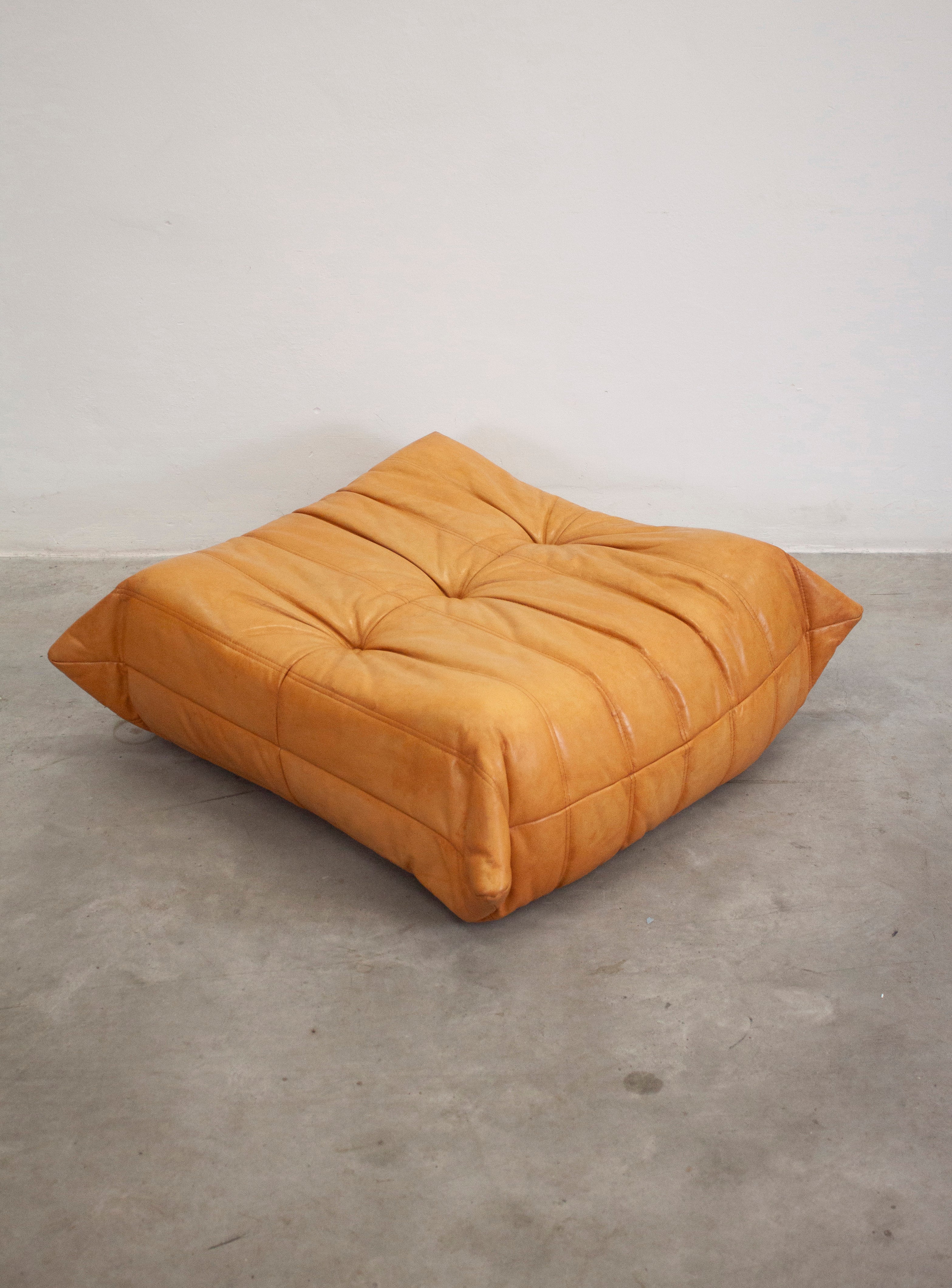 Ligne Roset Togo Leather Lounge Chair & Ottoman by Micheal Ducaroy (Tan) - Image 31