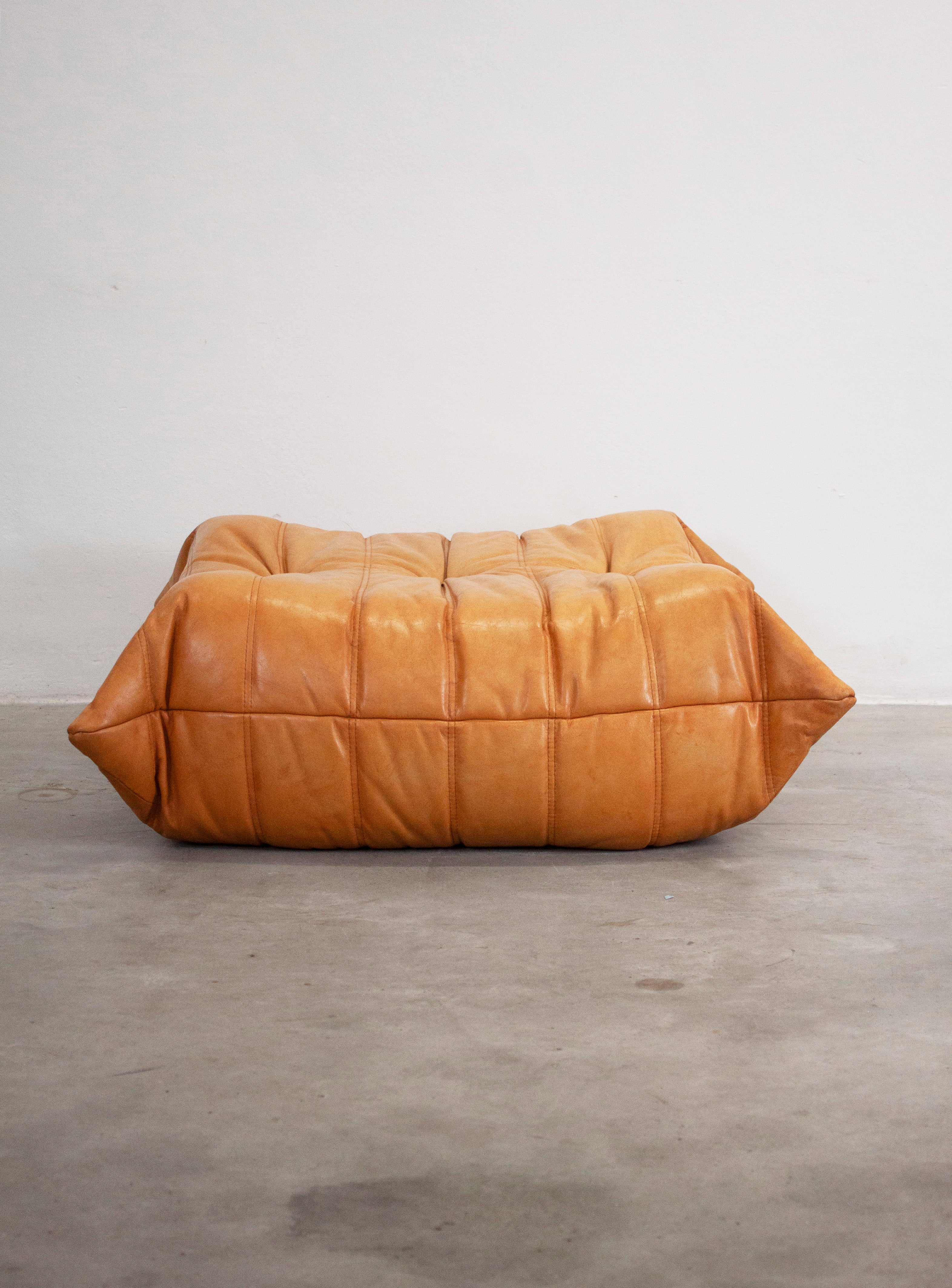 Ligne Roset Togo Leather Lounge Chair & Ottoman by Micheal Ducaroy (Tan) - Image 33