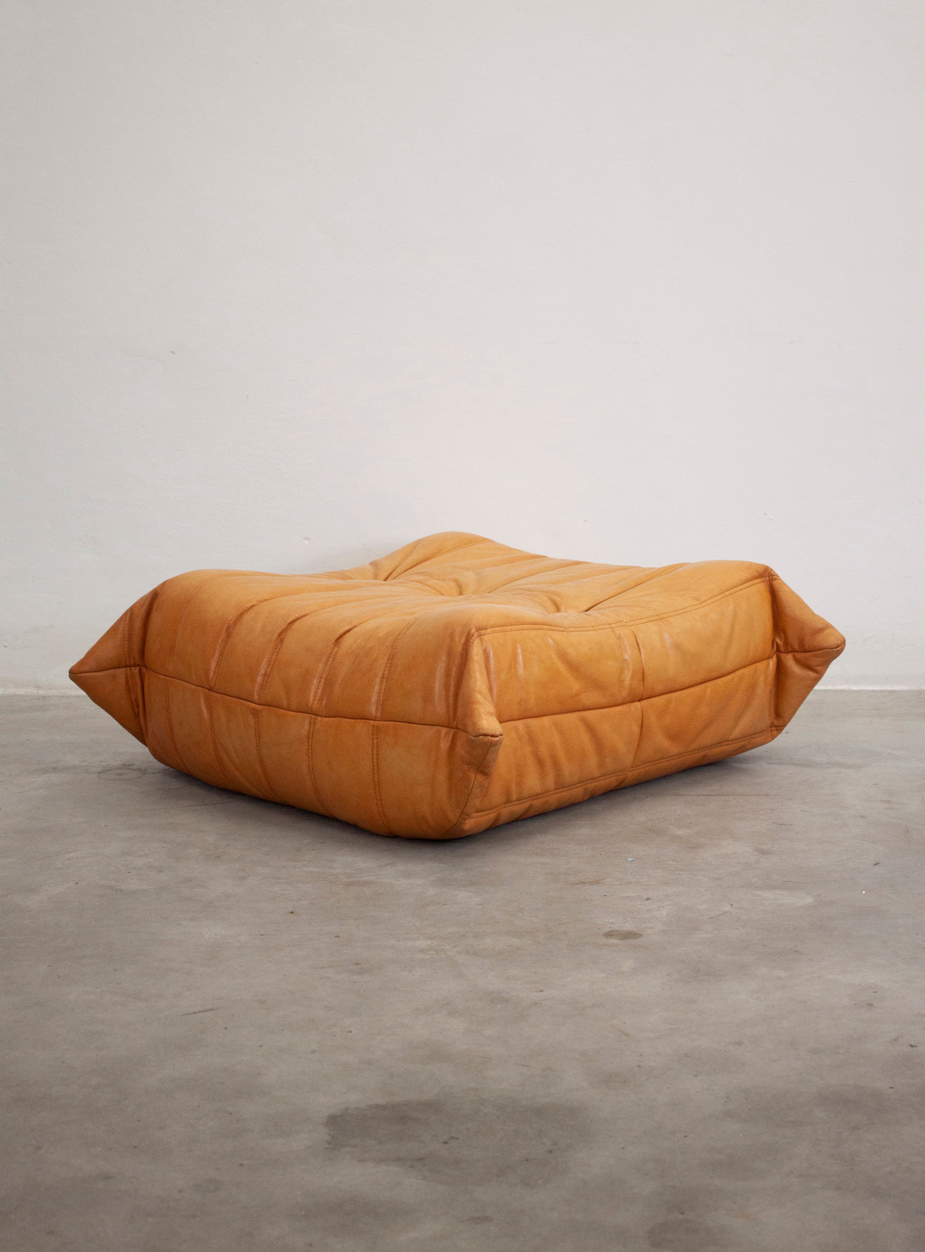 Ligne Roset Togo Leather Lounge Chair & Ottoman by Micheal Ducaroy (Tan) - Image 35