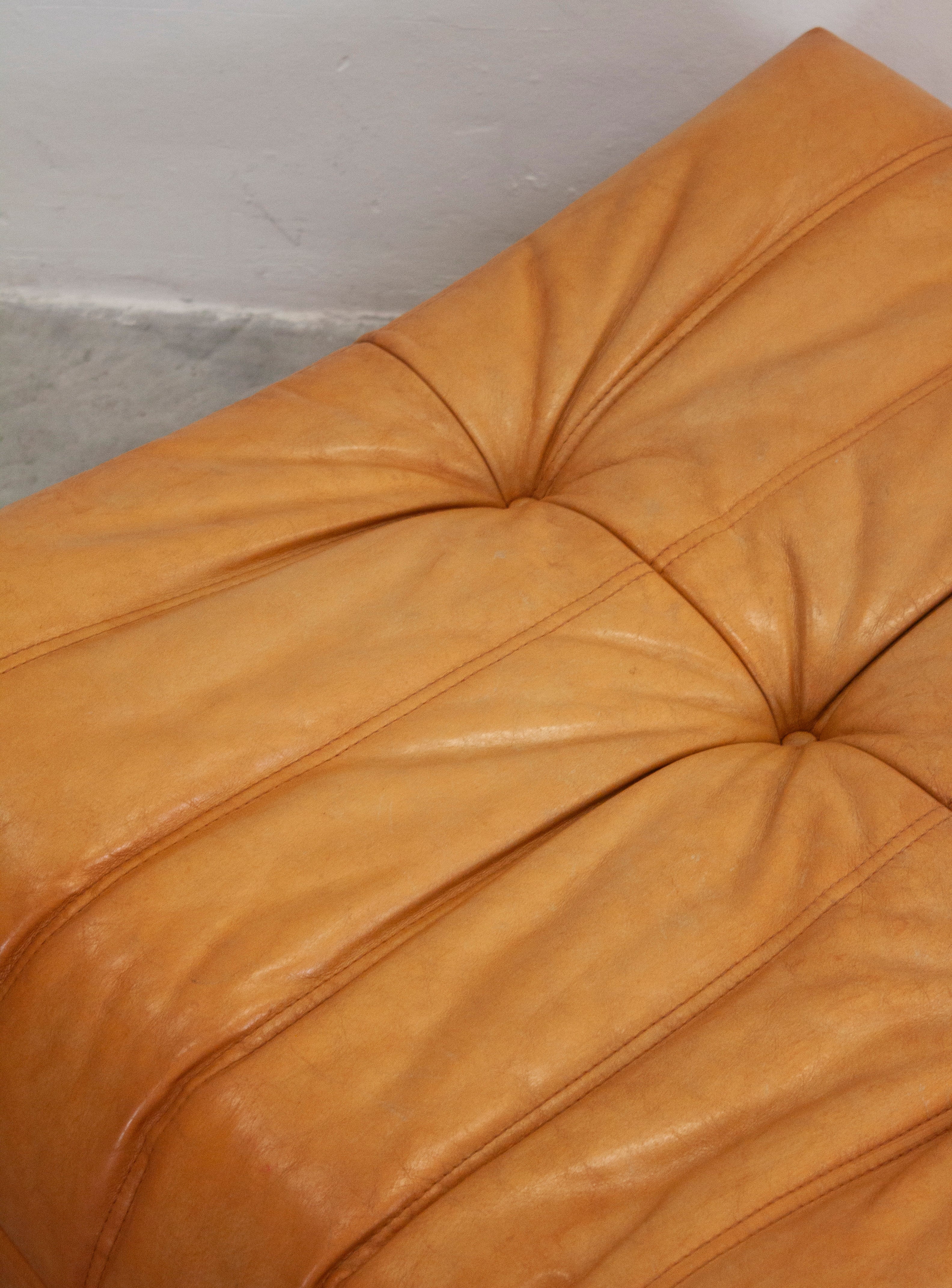 Ligne Roset Togo Leather Lounge Chair & Ottoman by Micheal Ducaroy (Tan) - Image 37
