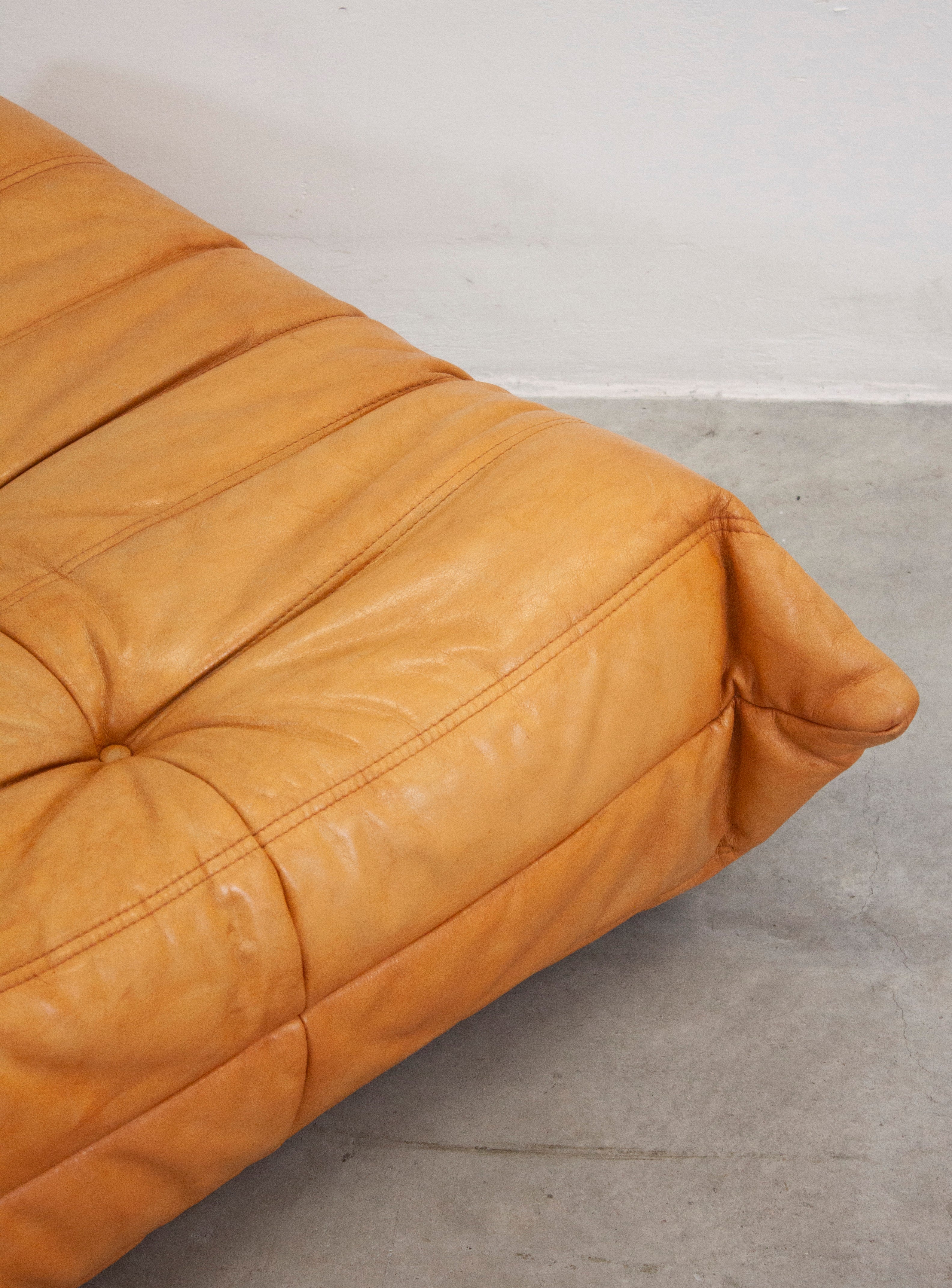 Ligne Roset Togo Leather Lounge Chair & Ottoman by Micheal Ducaroy (Tan) - Image 38