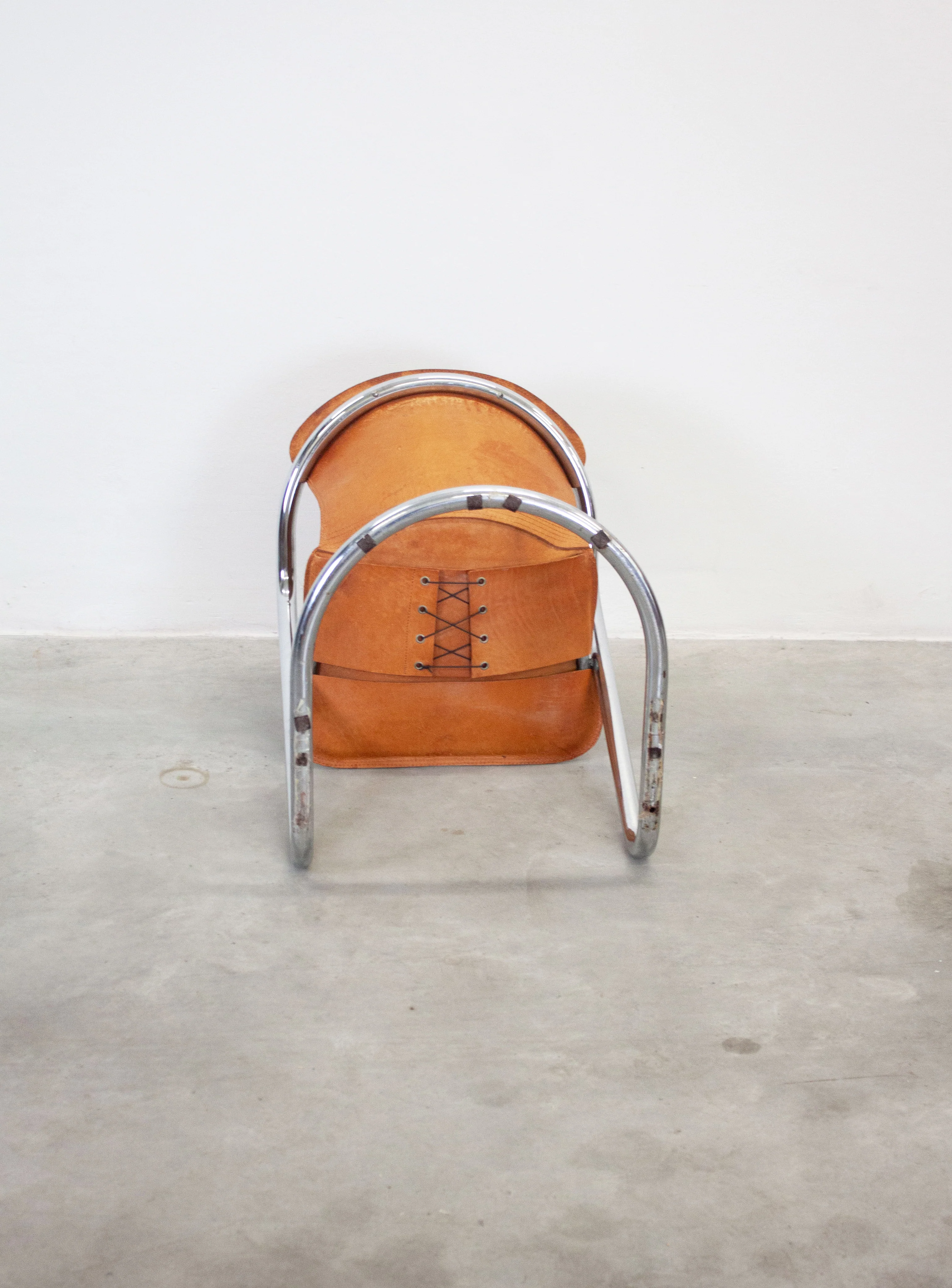 Metaform Tubular Chrome Dining Chairs (Cognac) - Image 15