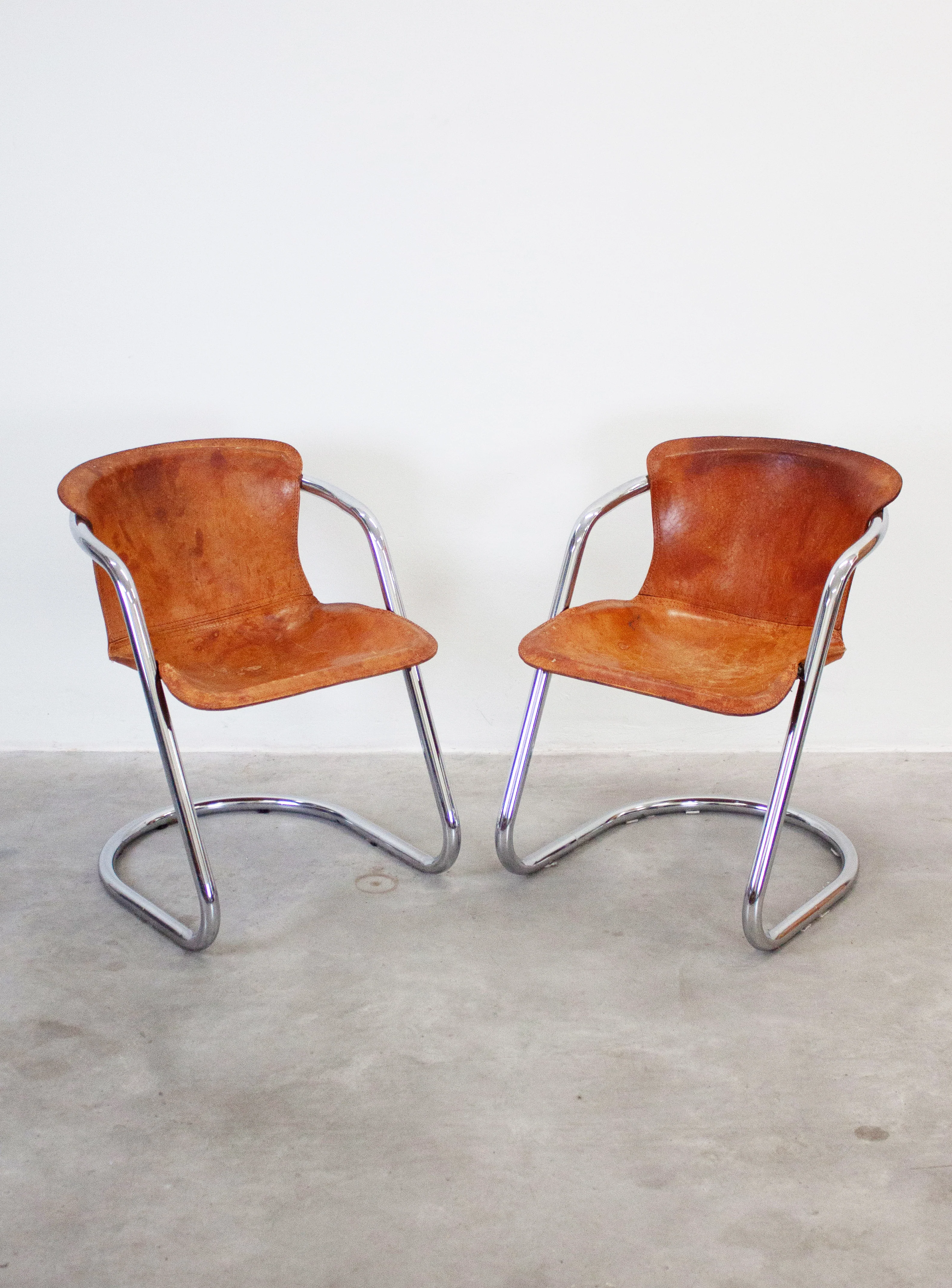 Metaform Tubular Chrome Dining Chairs (Cognac) - Image 2