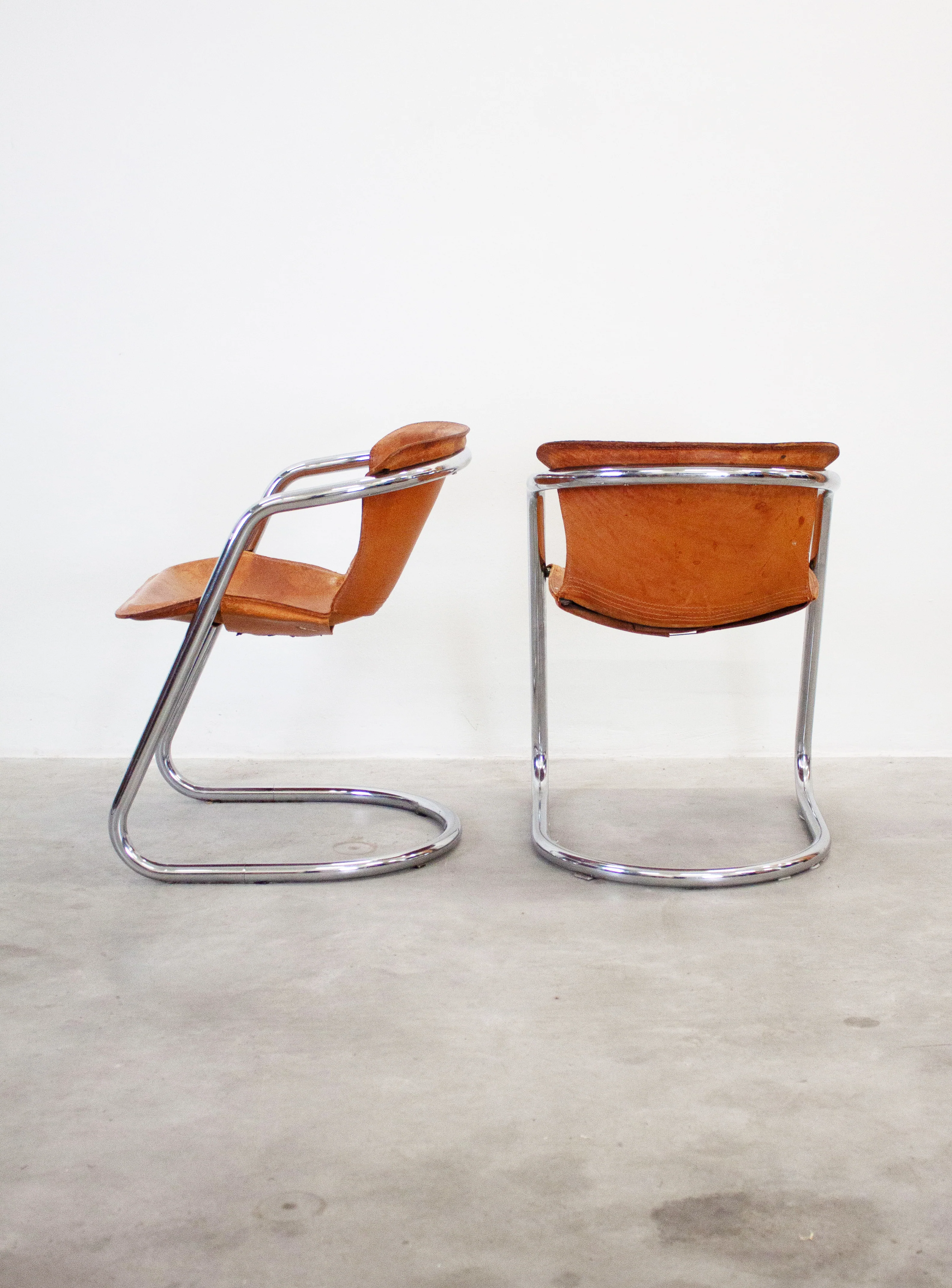 Metaform Tubular Chrome Dining Chairs (Cognac) - Image 3