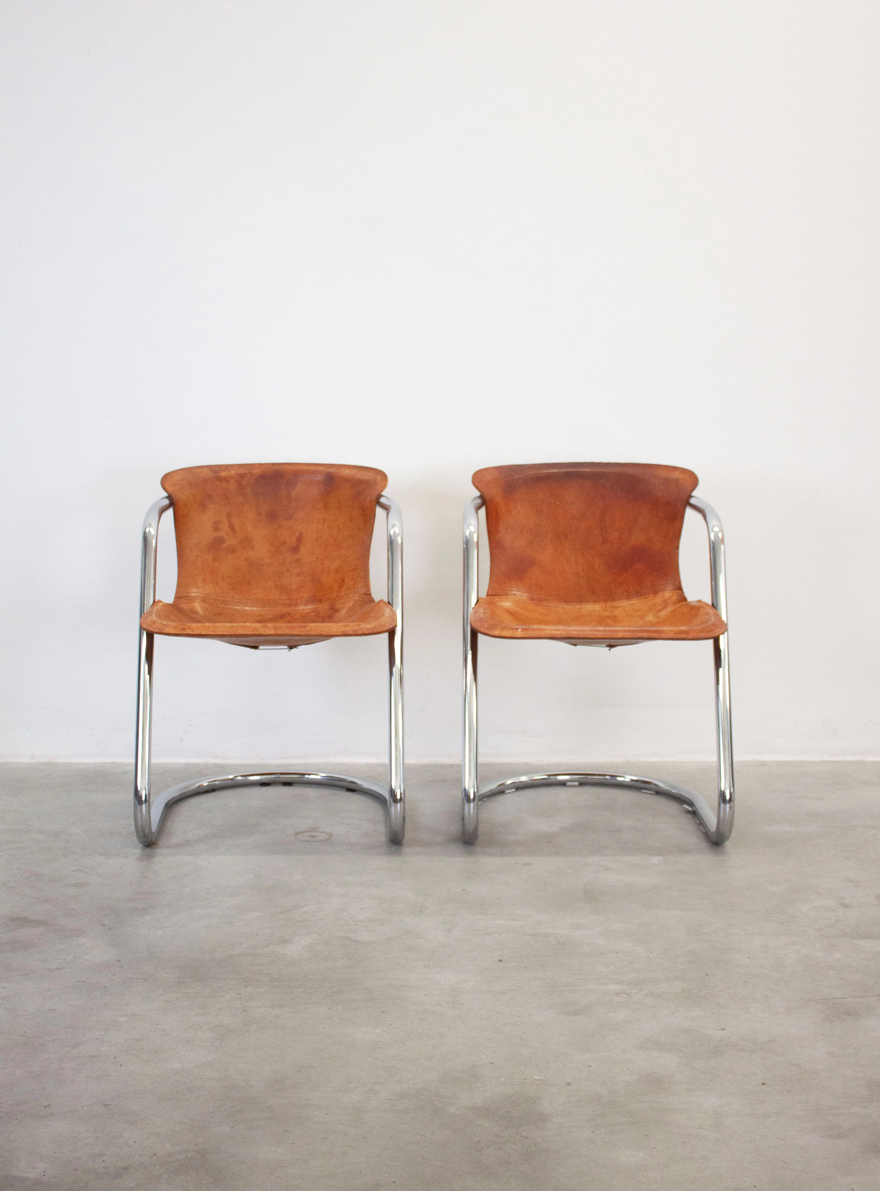 Metaform Tubular Chrome Dining Chairs (Cognac) - Image 5