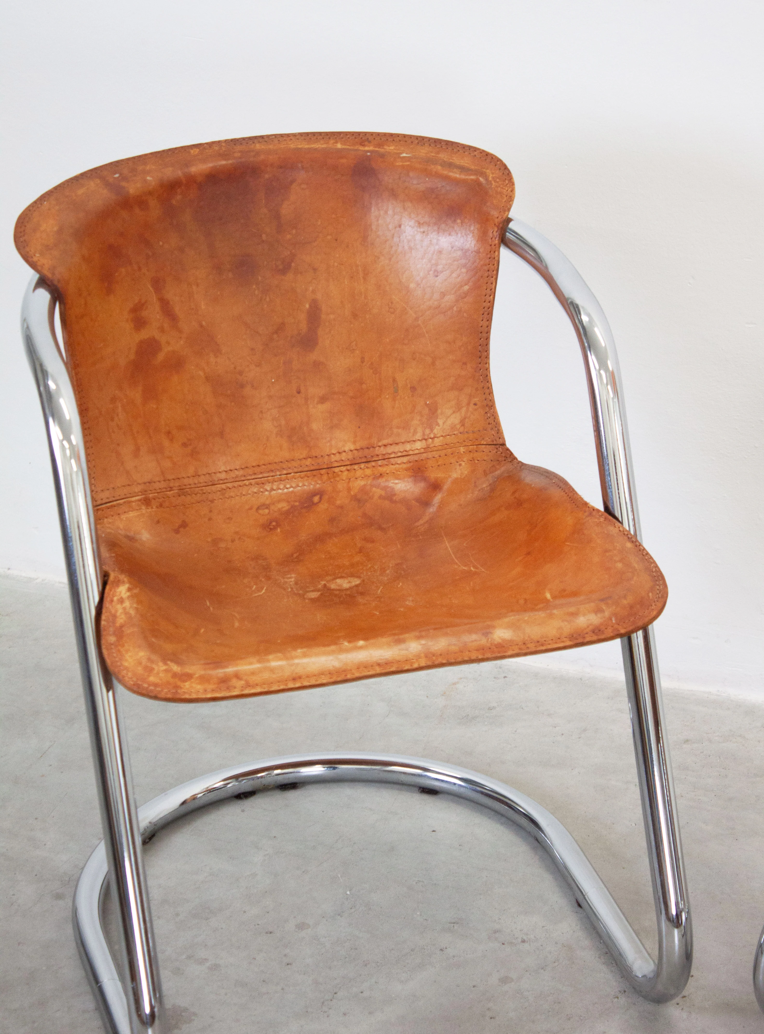 Metaform Tubular Chrome Dining Chairs (Cognac) - Image 7