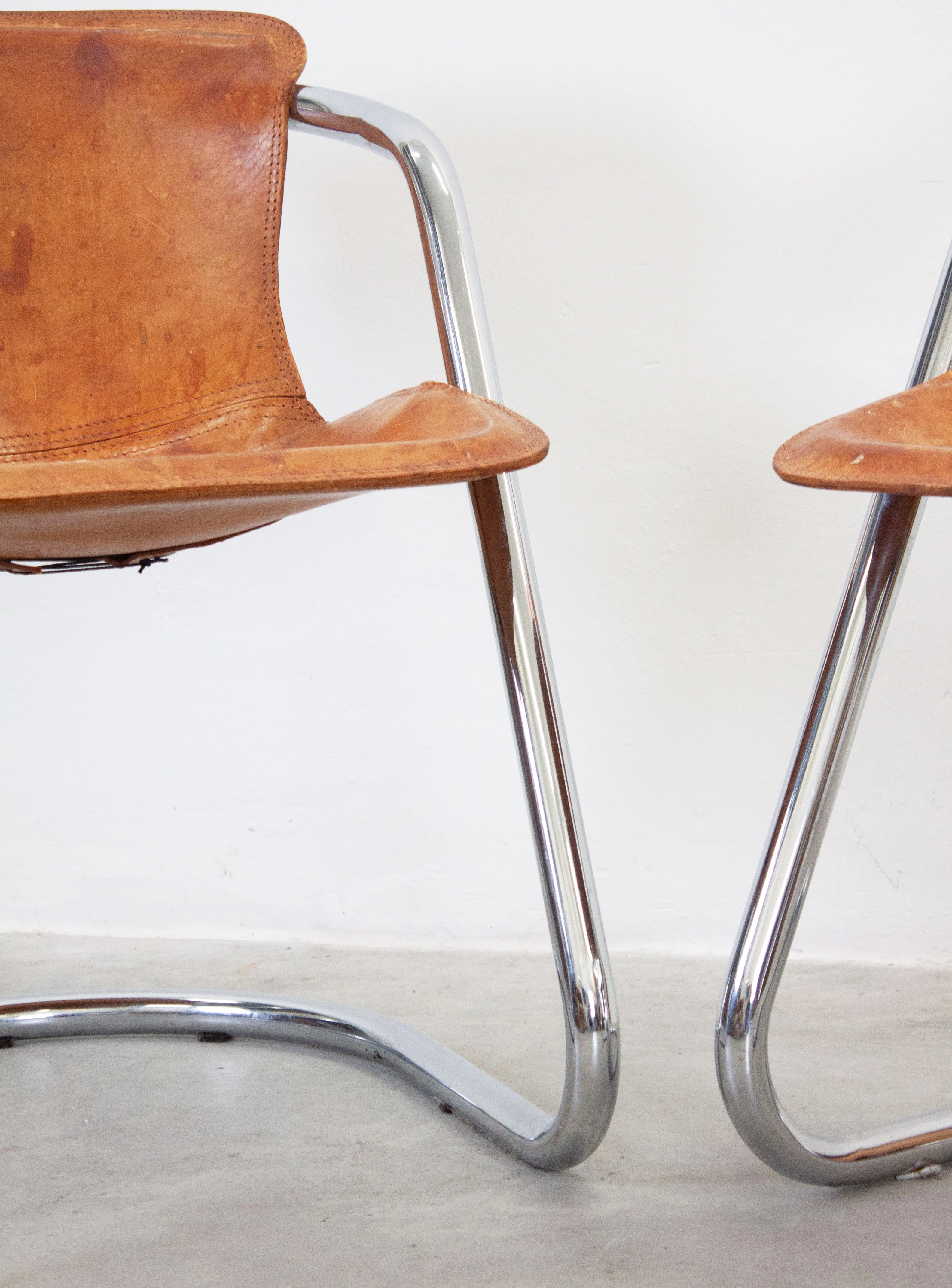 Metaform Tubular Chrome Dining Chairs (Cognac) - Image 8