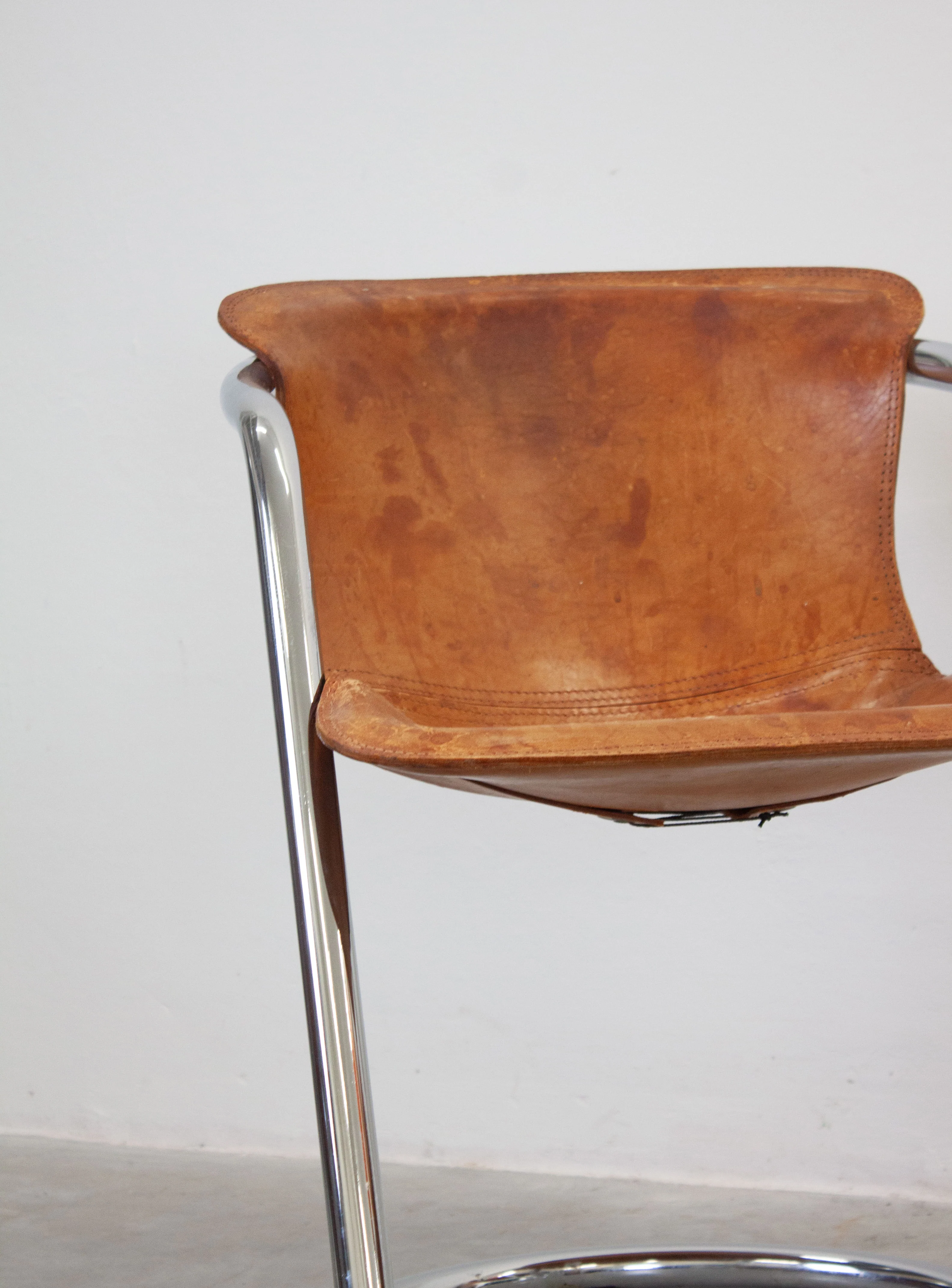Metaform Tubular Chrome Dining Chairs (Cognac) - Image 9